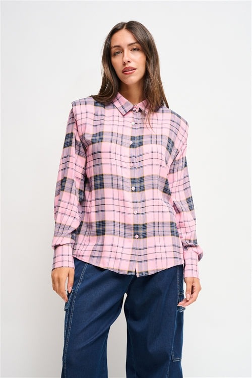 Maryley - Camicia fantasia check con spalline