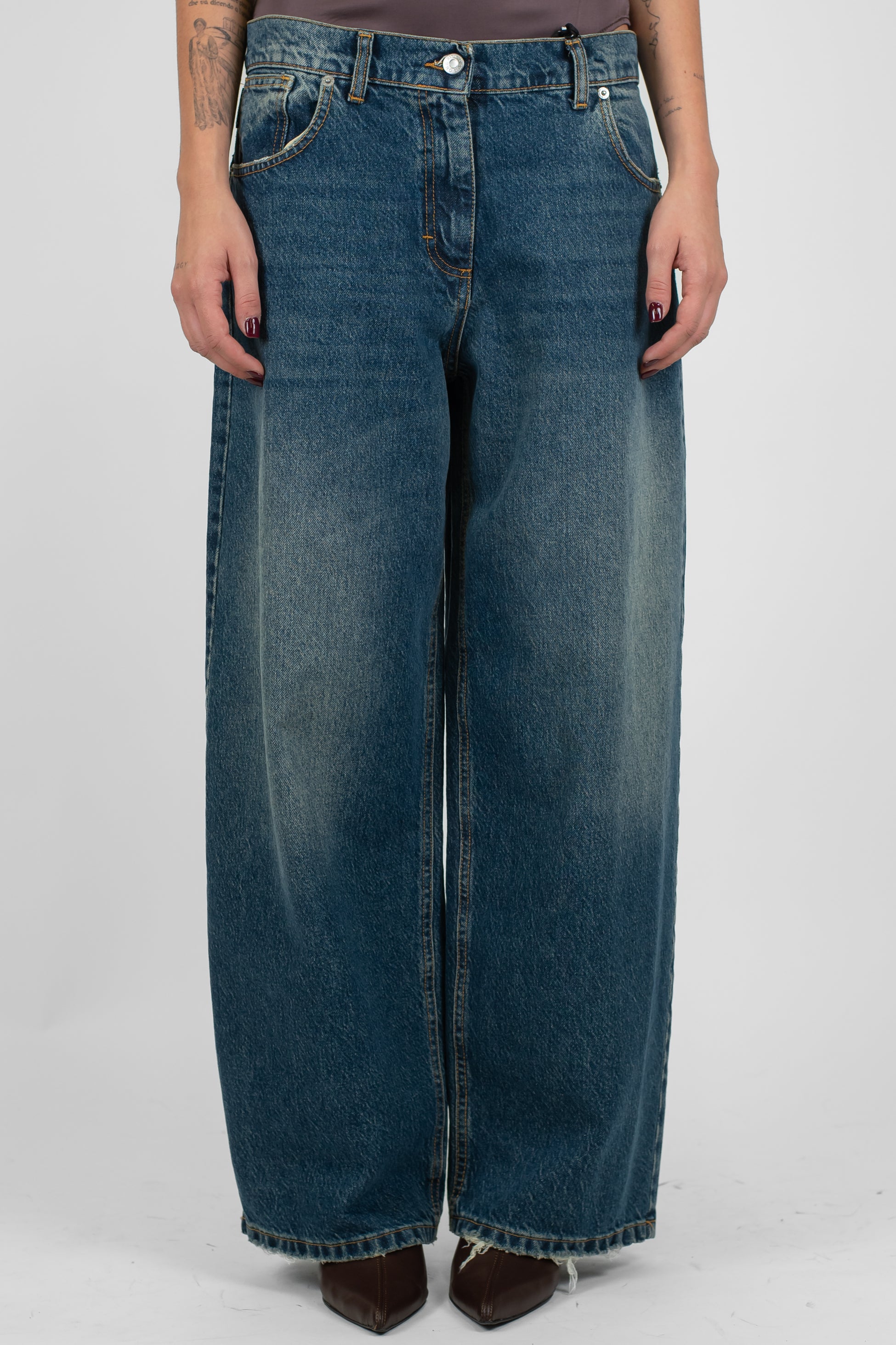 Haveone - Jeans regular gamba ampia modello Bella lavaggio intermedio