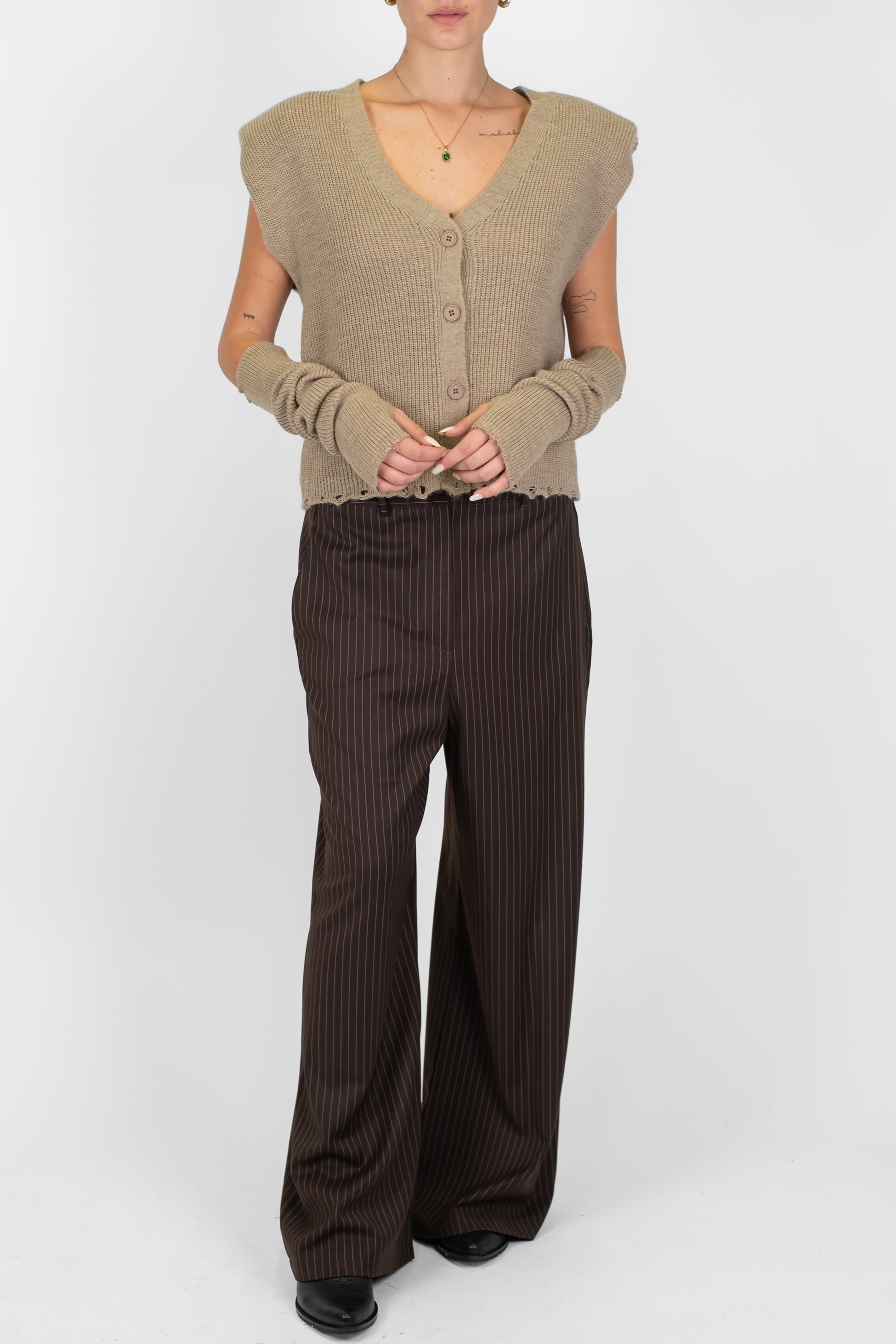 Haveone - Pantalone palazzo gessato