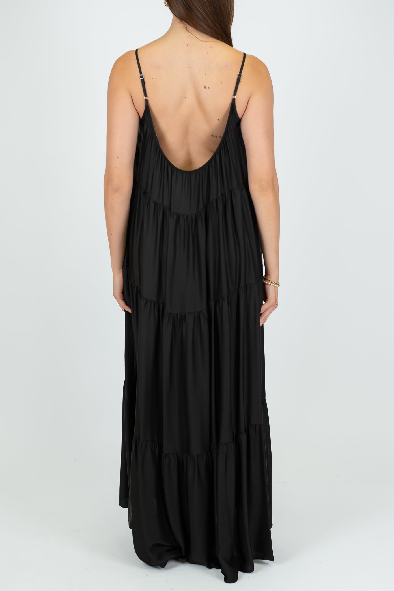 Motel - Abito lungo con balze in viscosa