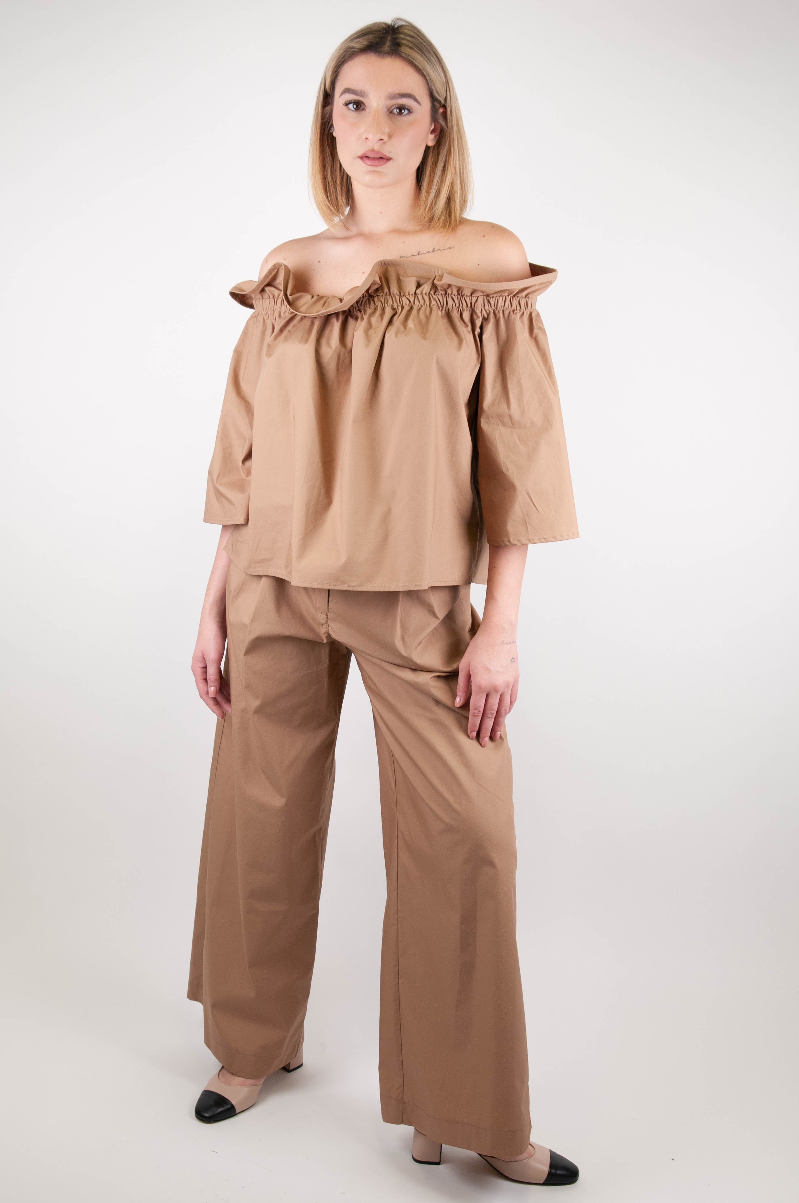 Dixie - Palazzo trousers with cotton pleats