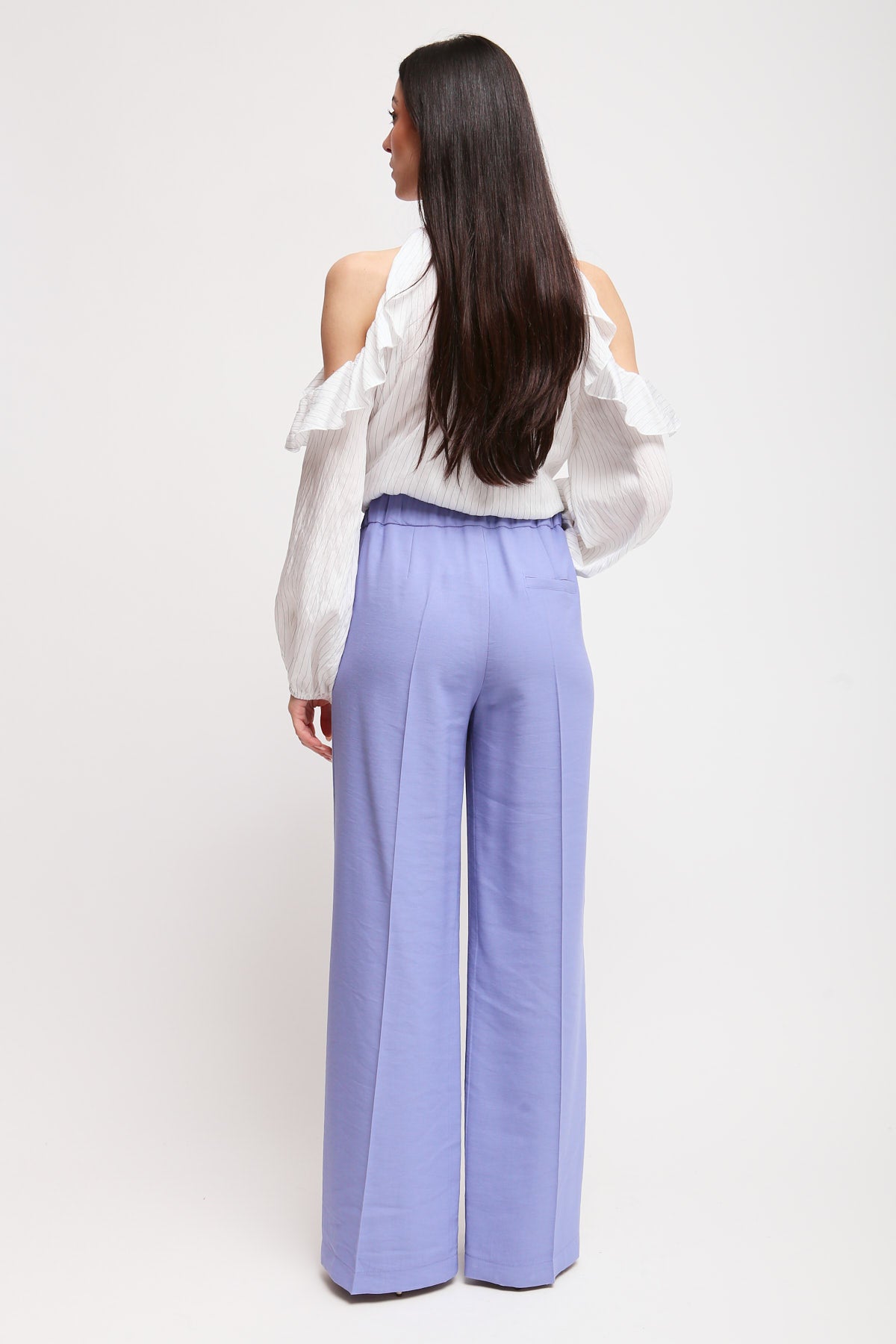 Maryley - Pantalone palazzo con elastico sul retro