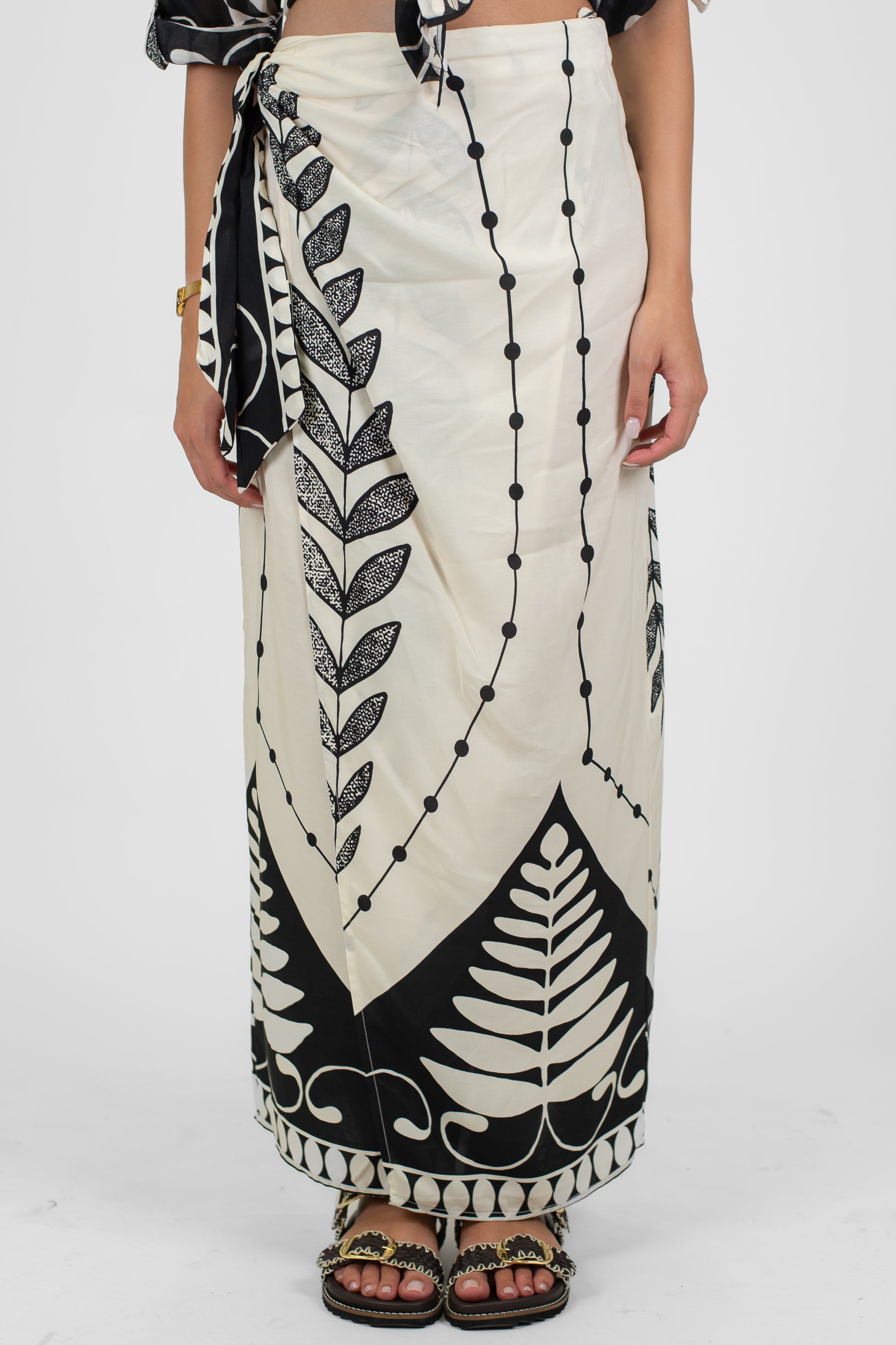 Haveone - Gonna pareo a portafoglio fantasia floreale in viscosa