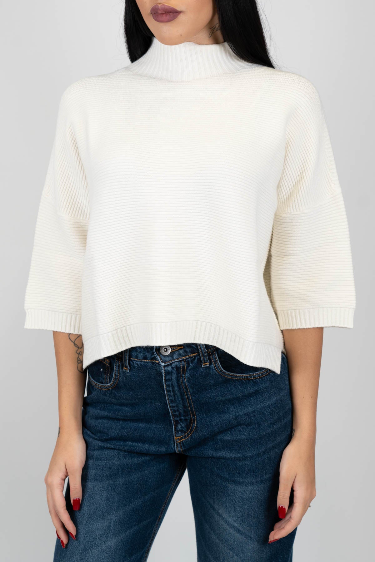 Kontatto - Maglia a coste con manica a tre quarti