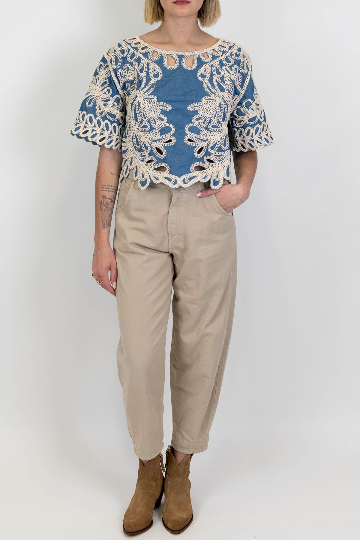 Dixie - Pantalone balloon in denim colorato