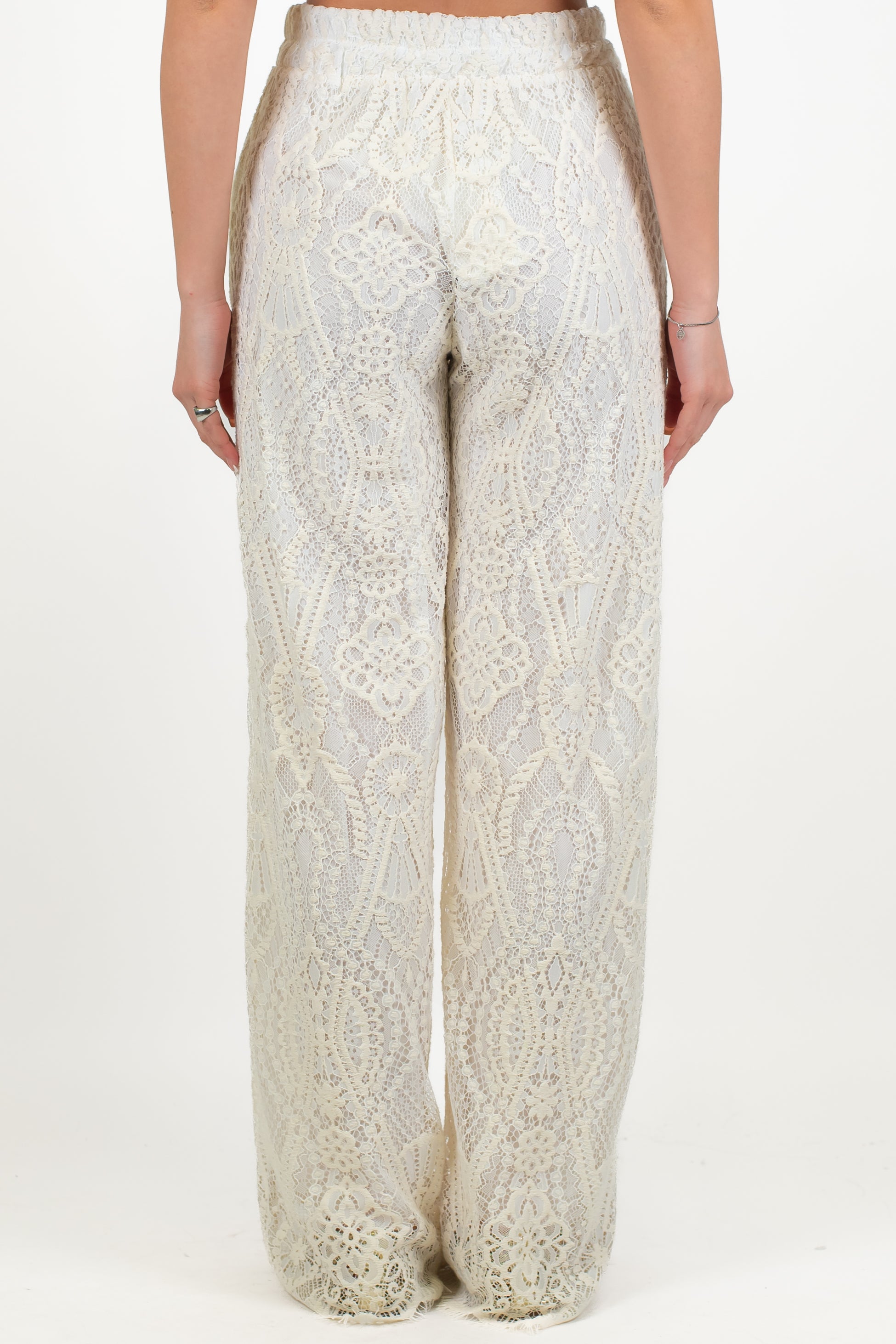 Motel - Pantalone palazzo crochet con elastico in vita