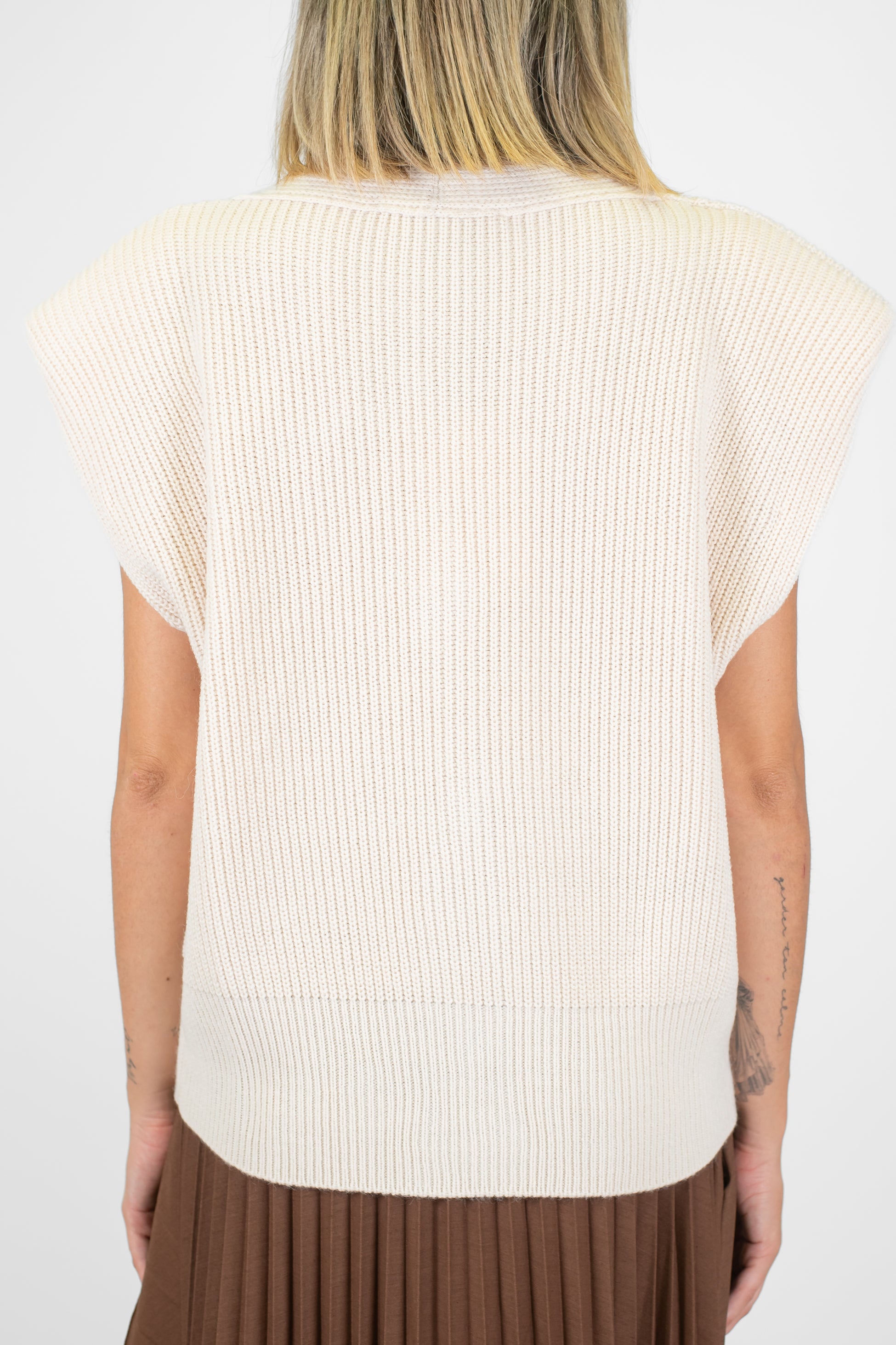 Haveone - Gilet in maglia a costine in misto lana con spalline