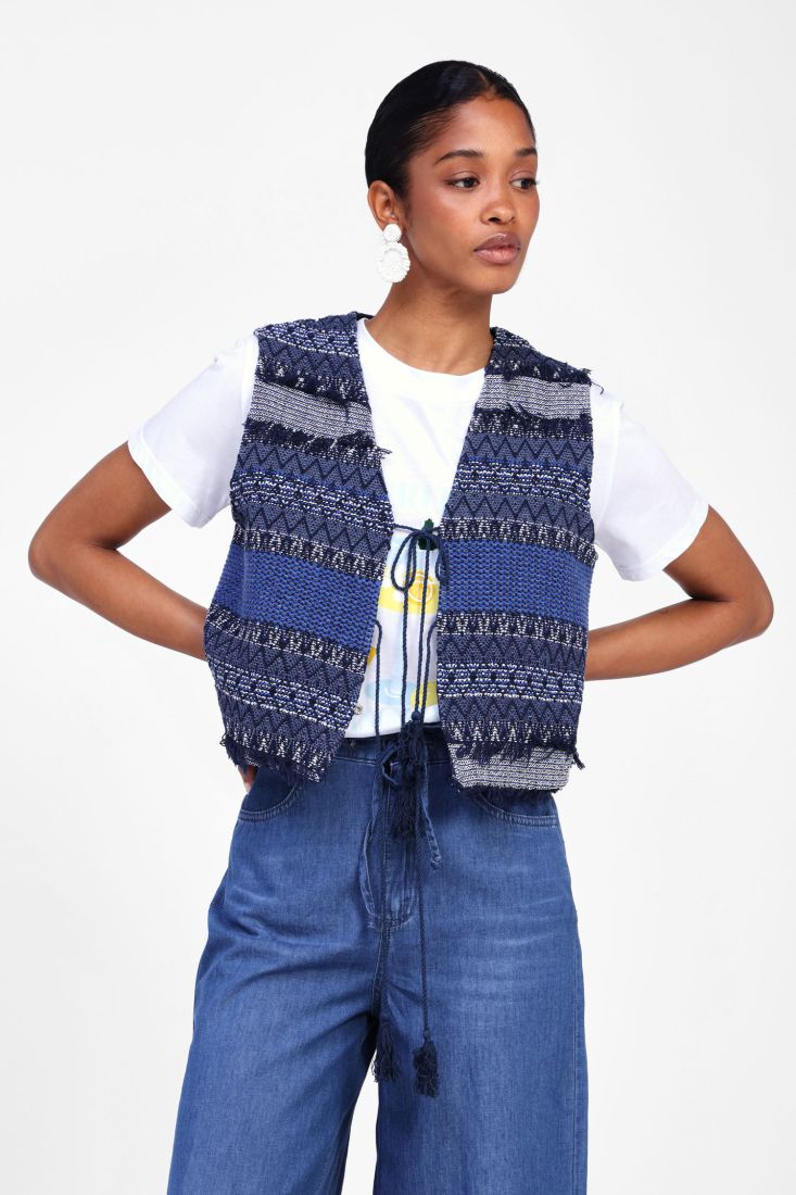 DIxie - Gilet fantasia astratta chiusura con lacci