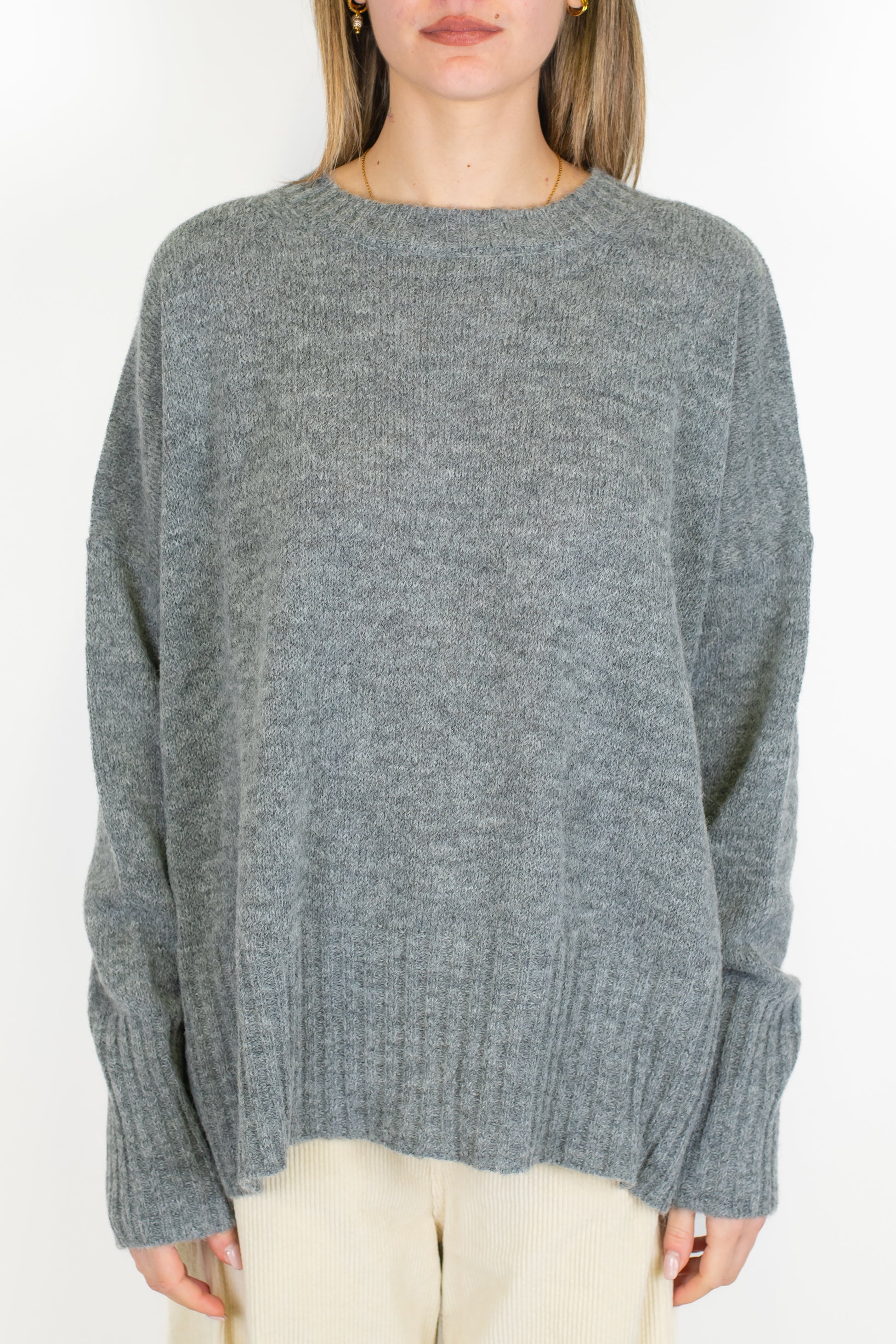 Tensione in - Maglia girocollo over in misto lana