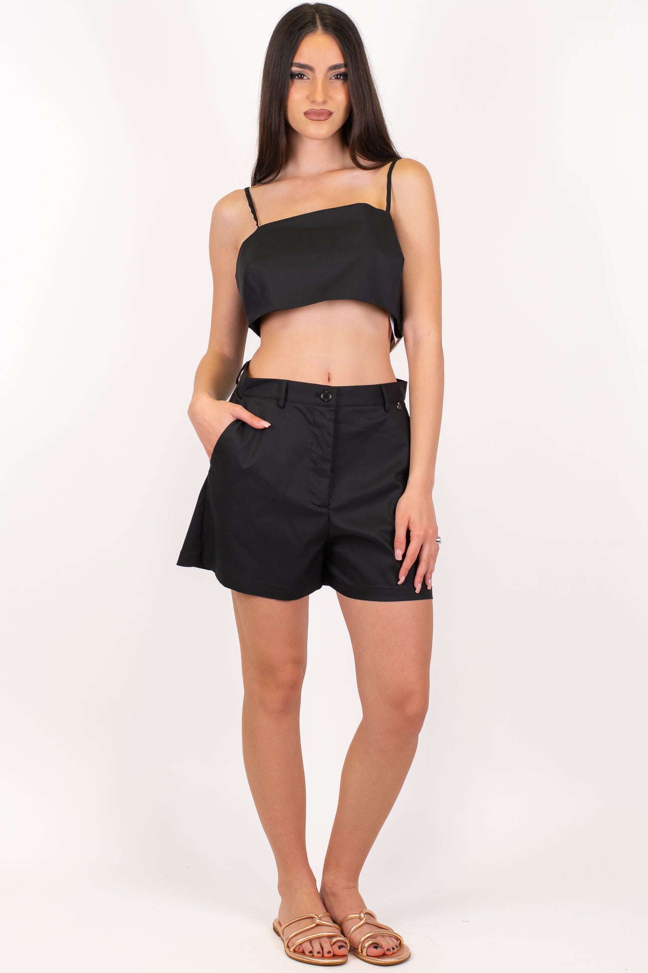 Dixie - Coordinato tre pezzi con giacca giromaniche, top e shorts