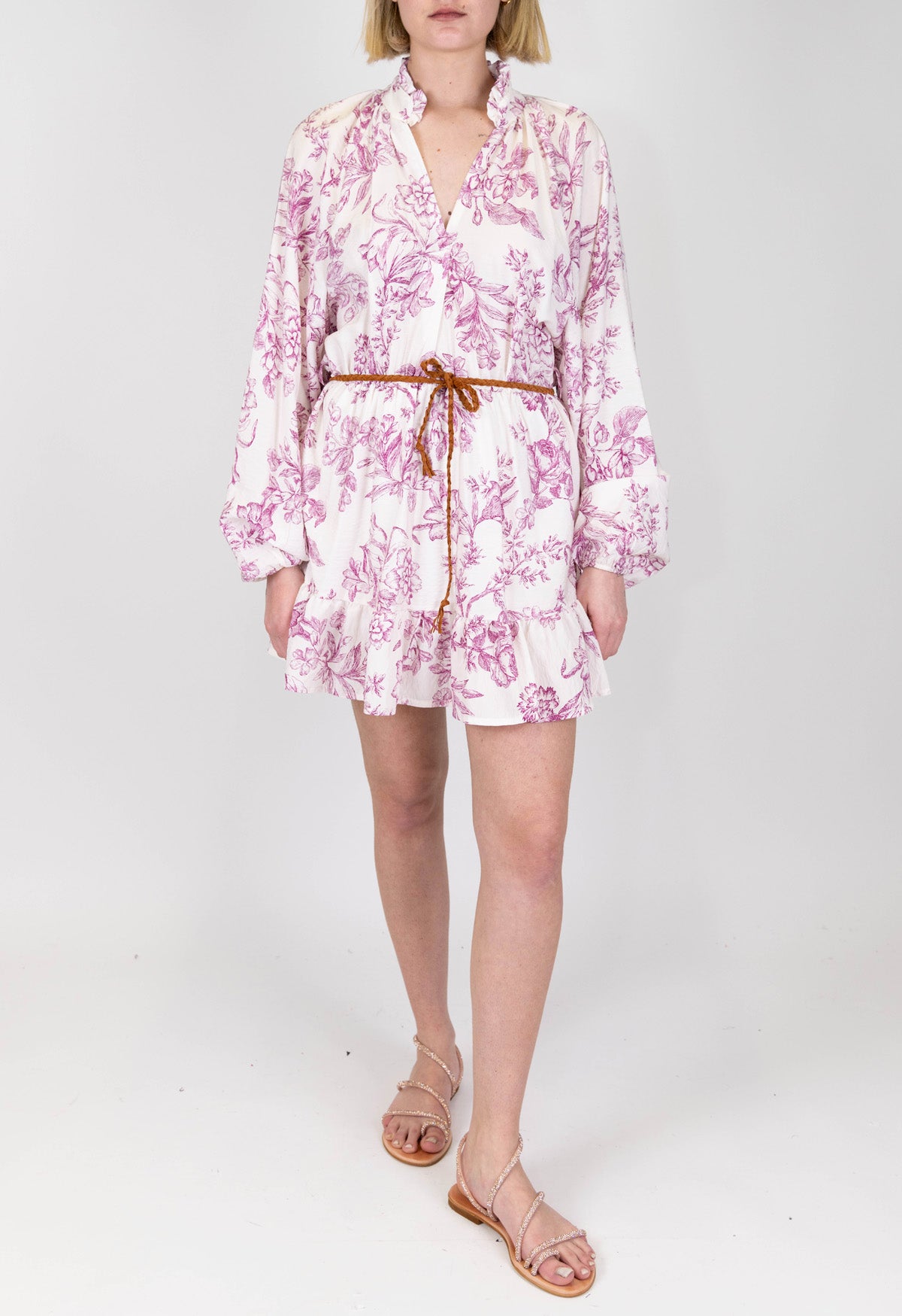 Dixie - Abito corto fantasia floreale con scollo a V