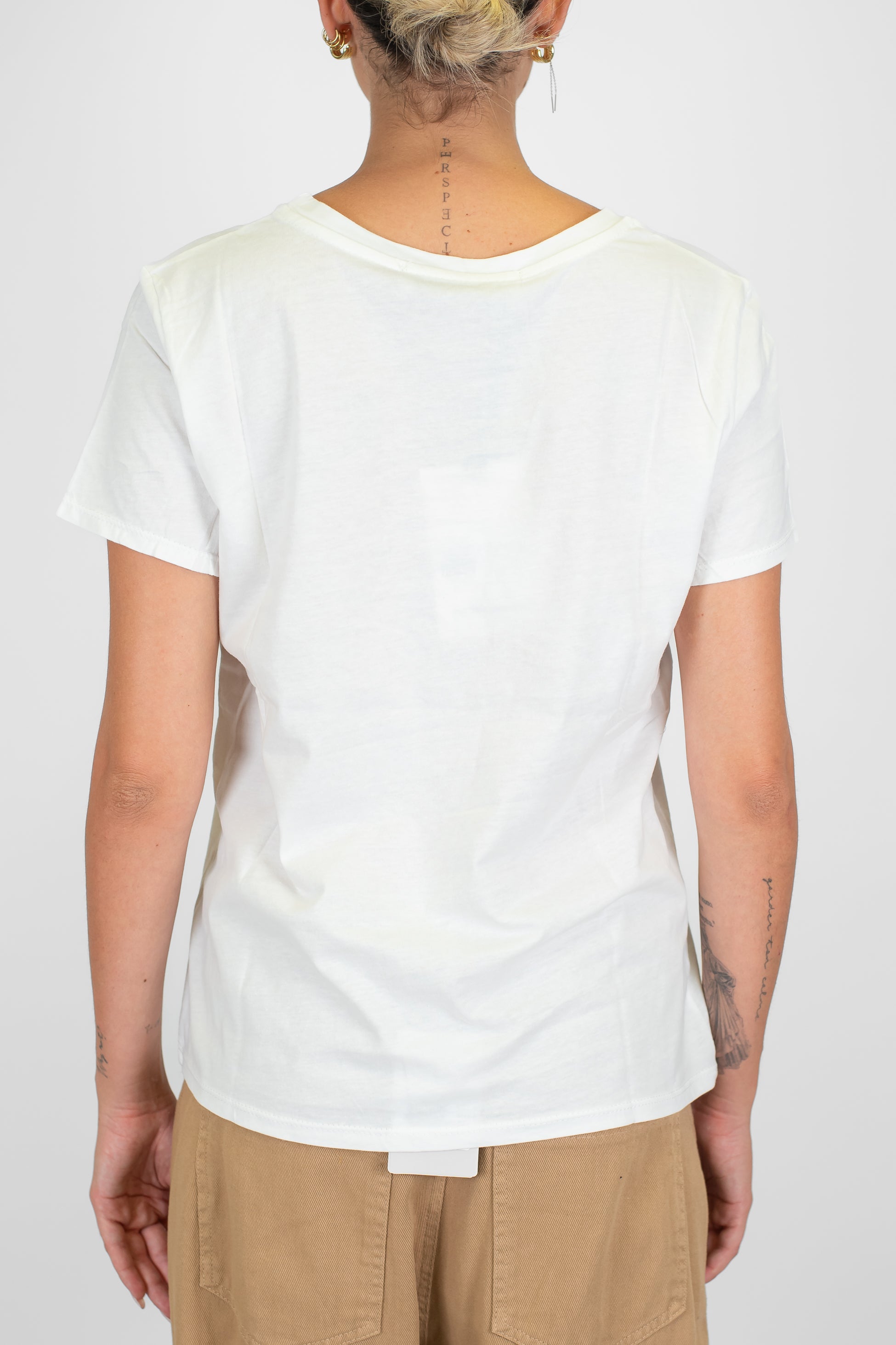 Haveone - T-shirt in cotone con scritta ricamata a contrasto