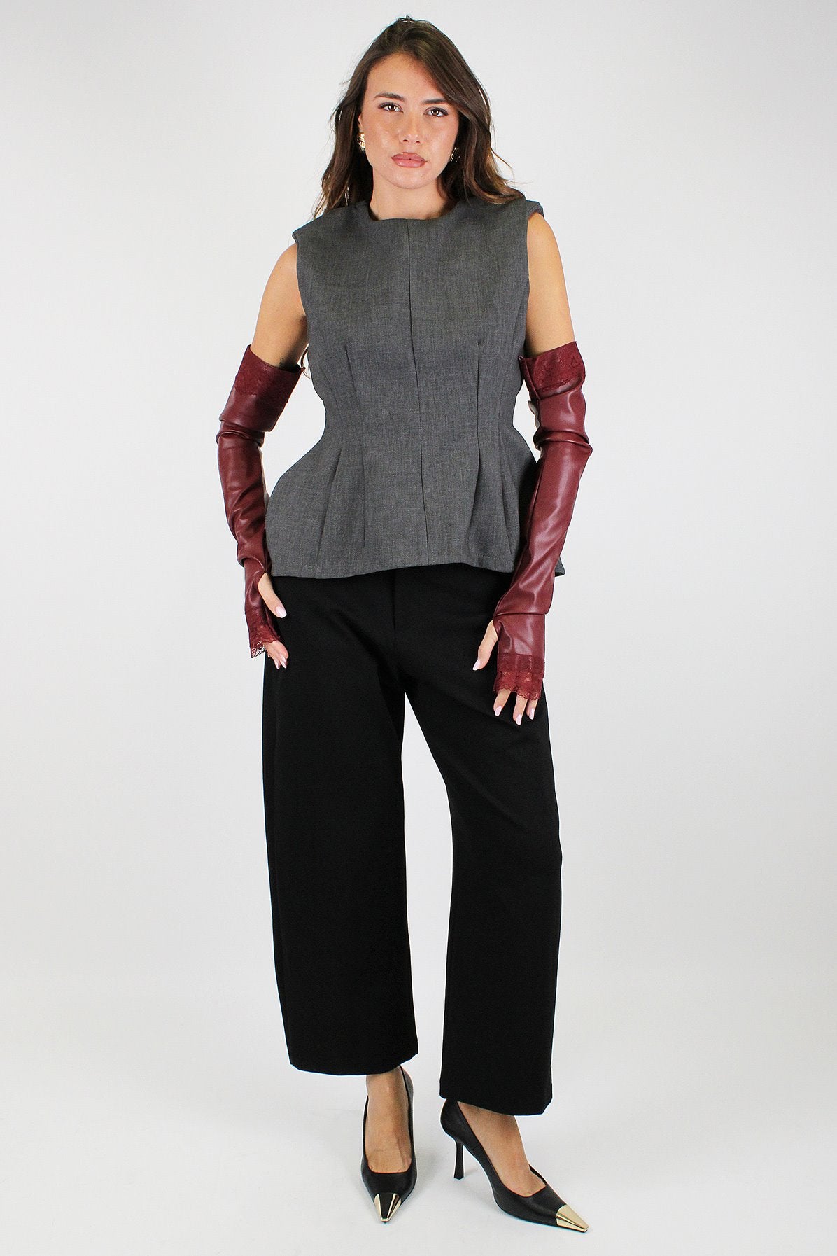 Tensione in - Pantalone balloon crop in punto milano