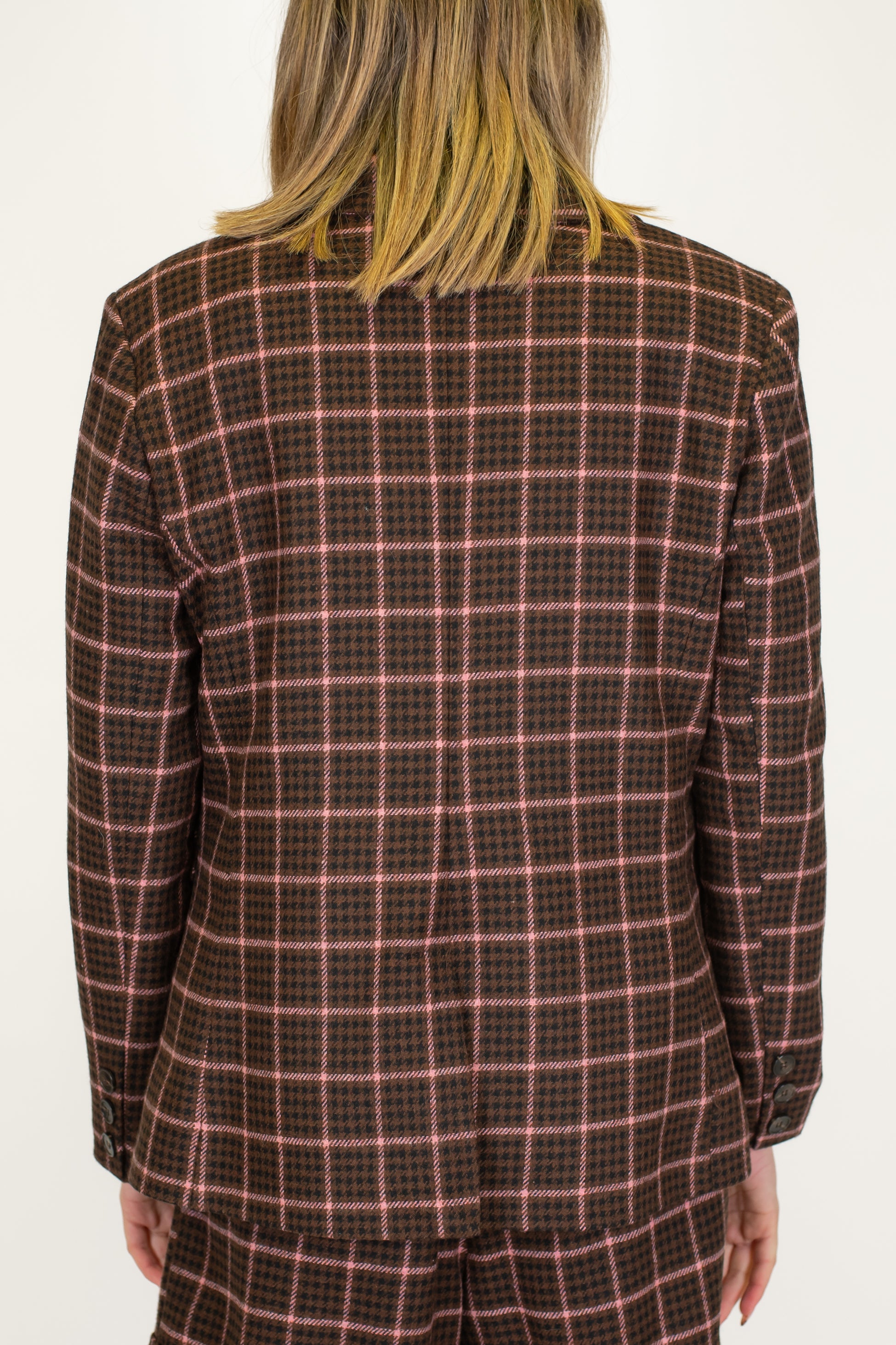 Tensione in - Giacca monopetto in misto lana fantasia pied de puale