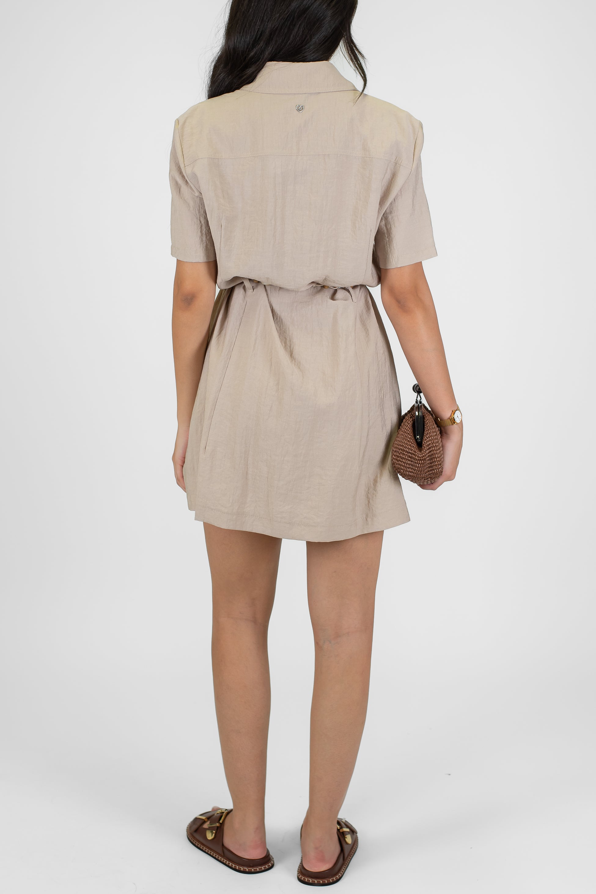 Please - Chemisier corto mezzamanica con quattro tasche