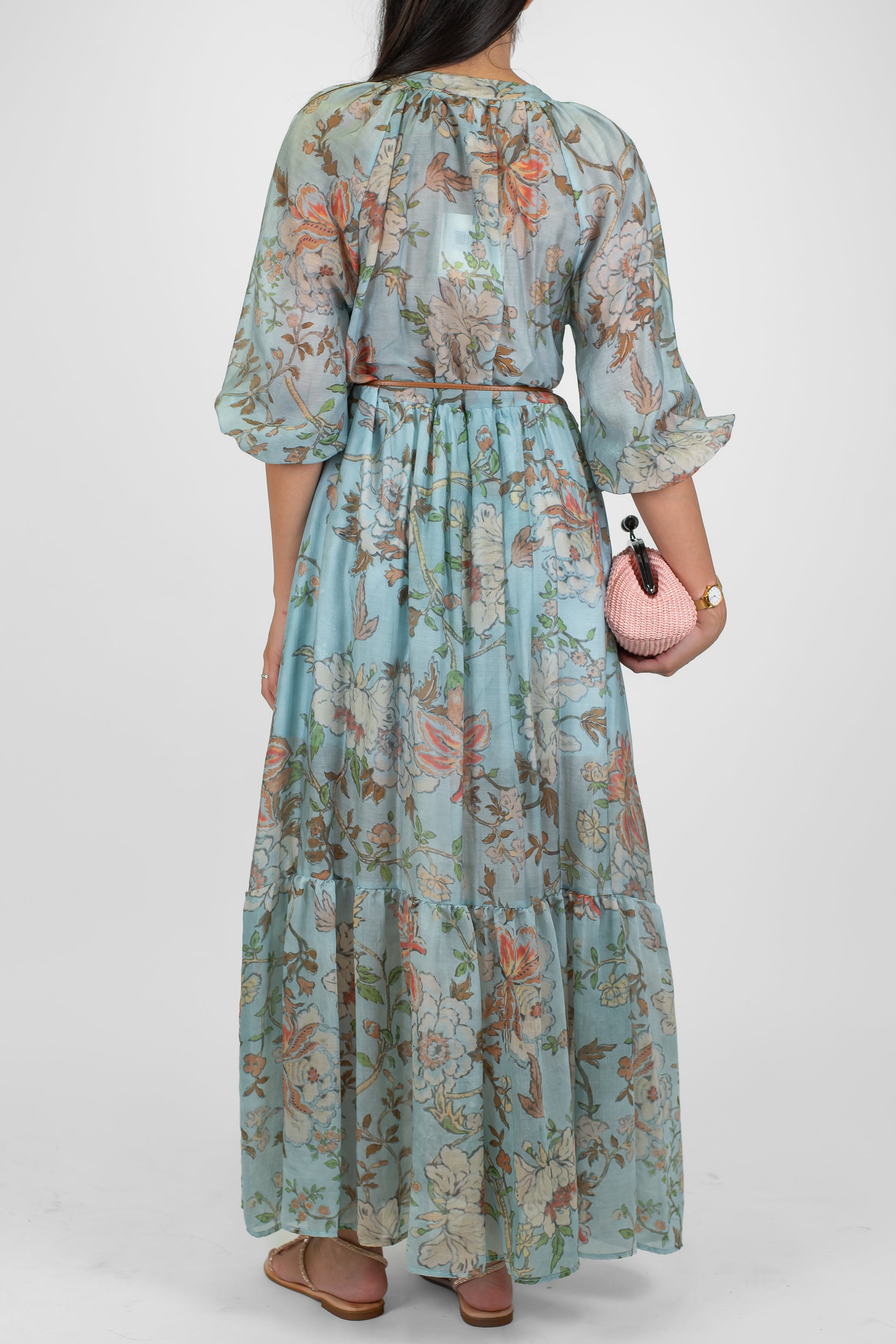 Tensione in - Chemisier fantasia floreale in lyocell con collo coreano e balze