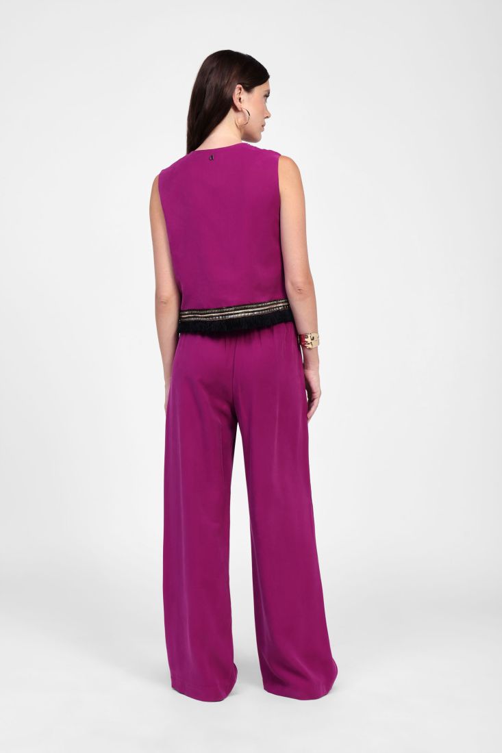 Dixie - Pantalone palazzo in viscosa con coulisse