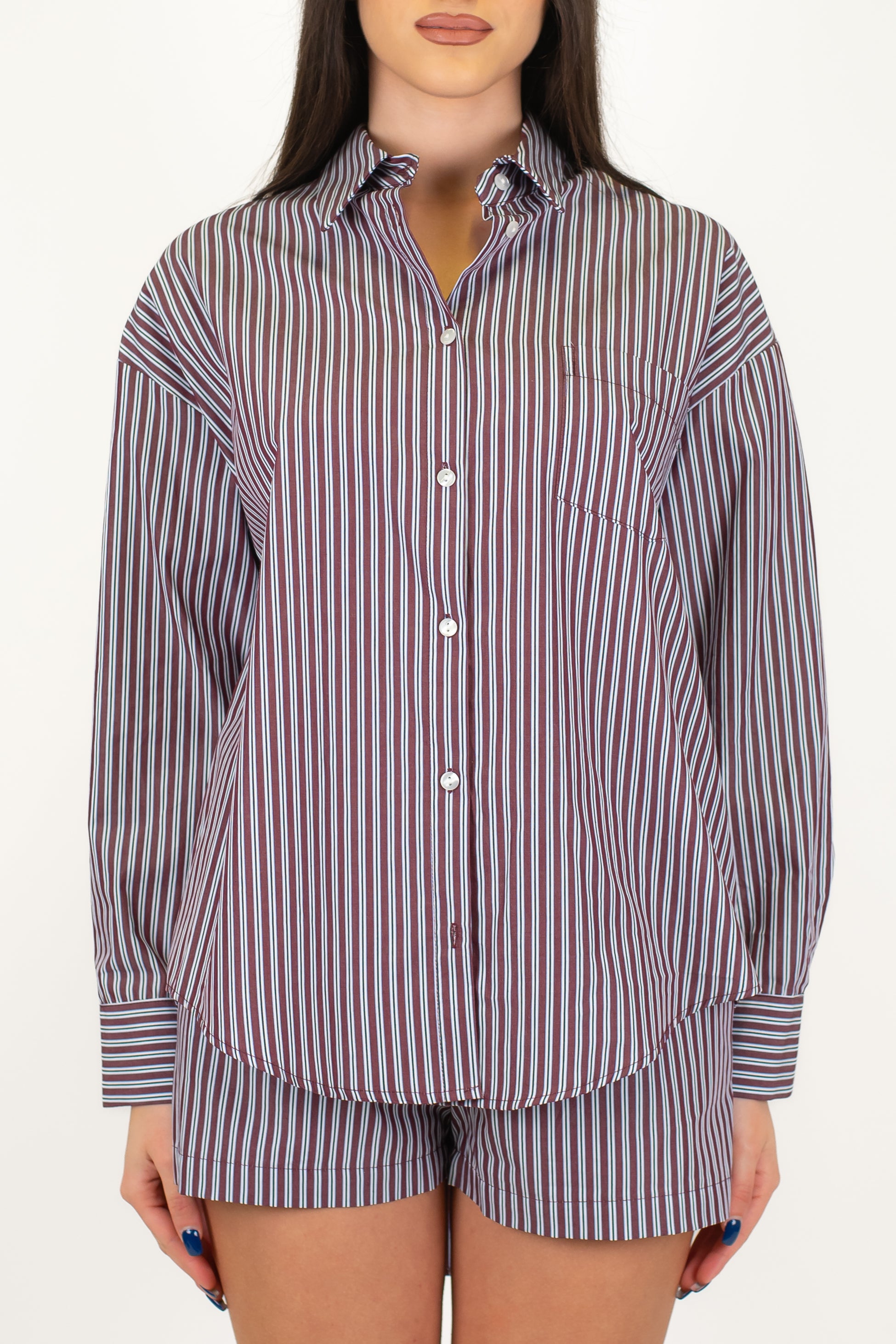 Tensione in - Camicia over fantasia a righe