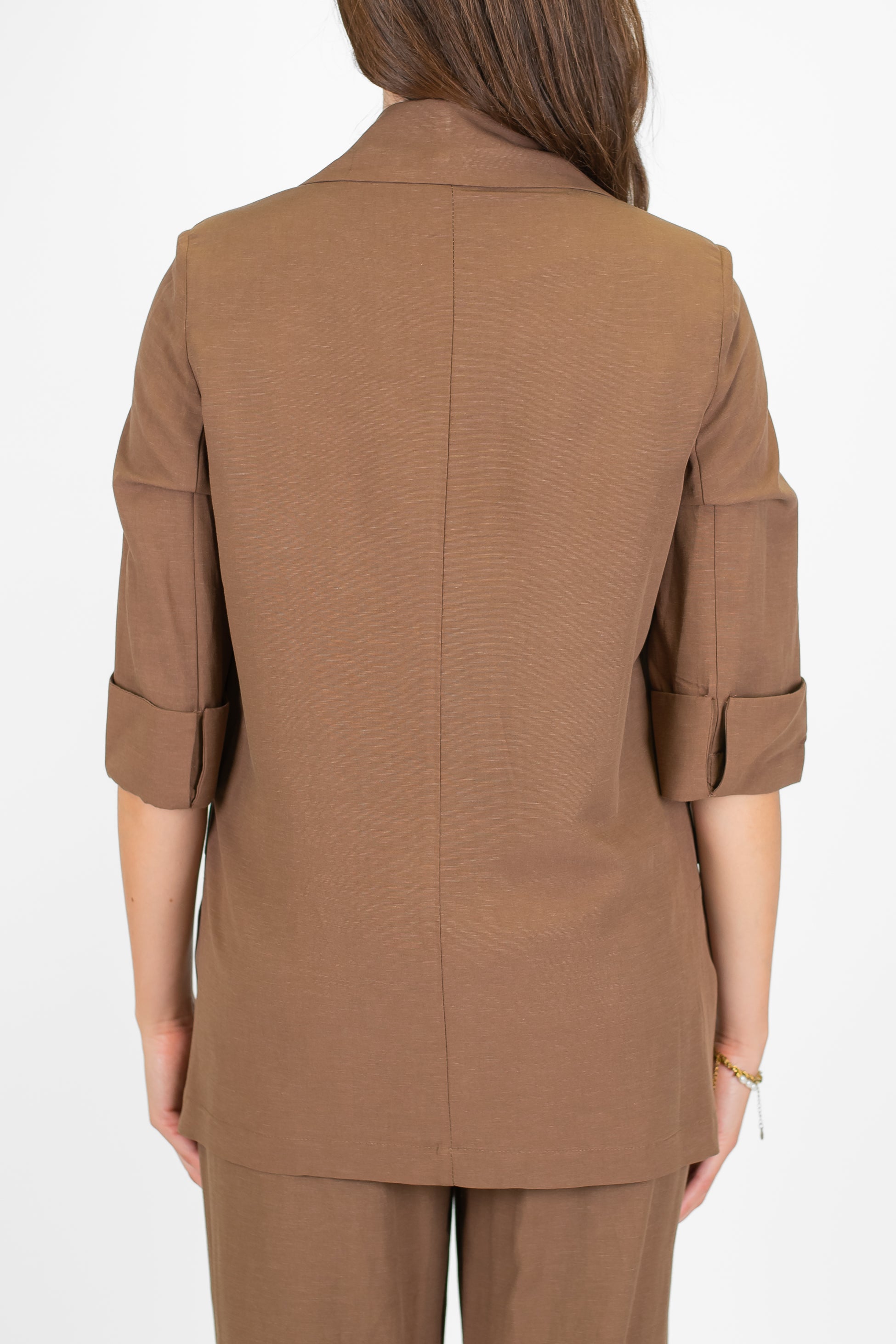 Dixie - Giacca ad un bottone in misto viscosa e lino con rever a lancia