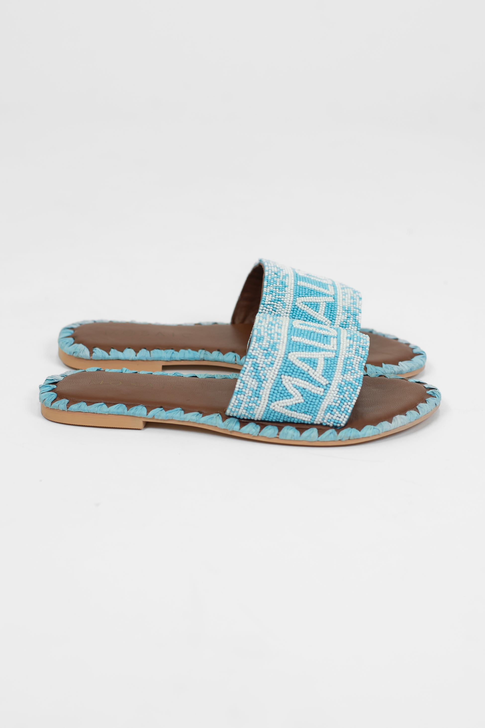 Mosaic - Ciabattina con fascia decorata da perline con scritta