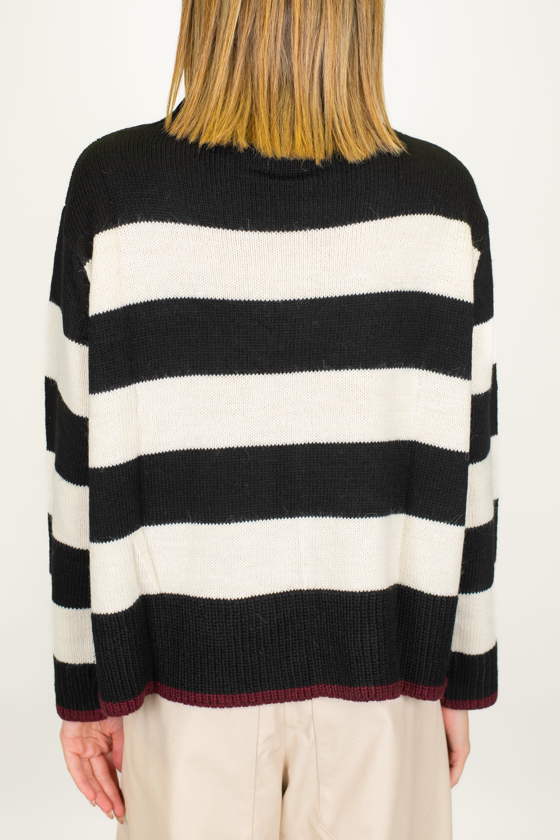 Motel - Lupetto fantasia a righe con fondo a contrasto