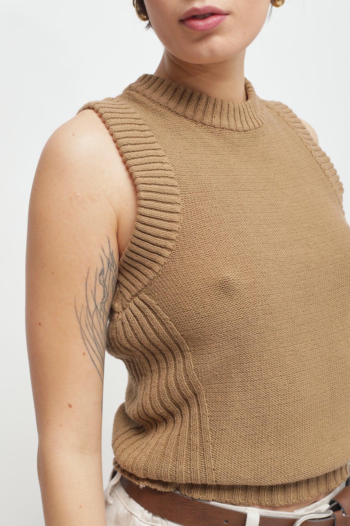 Maryley - Maglia giromaniche a costine in cotone