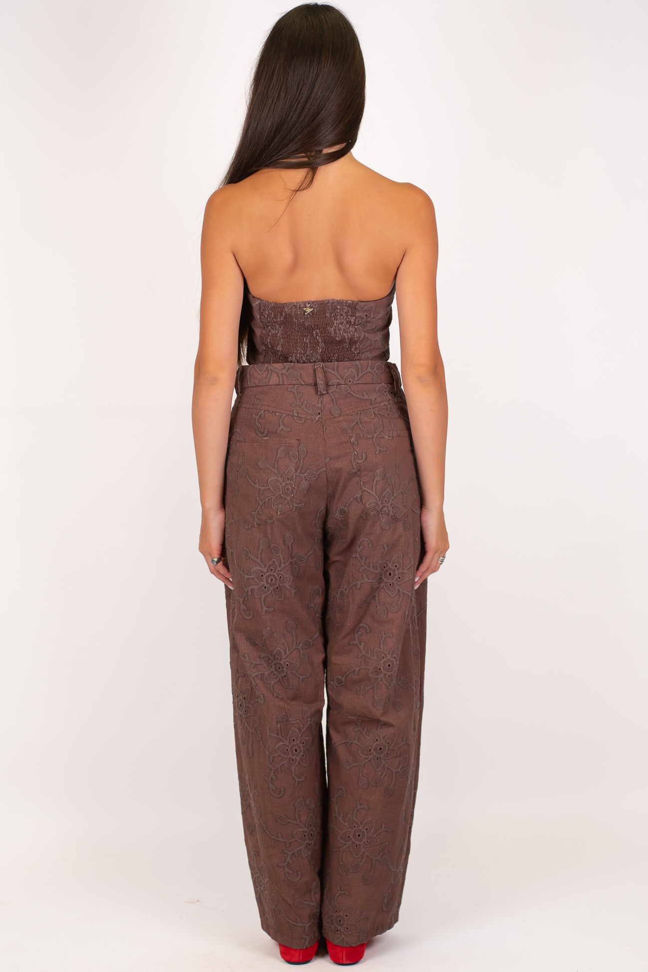Souvenir - Top a fascia in cotone con ricami