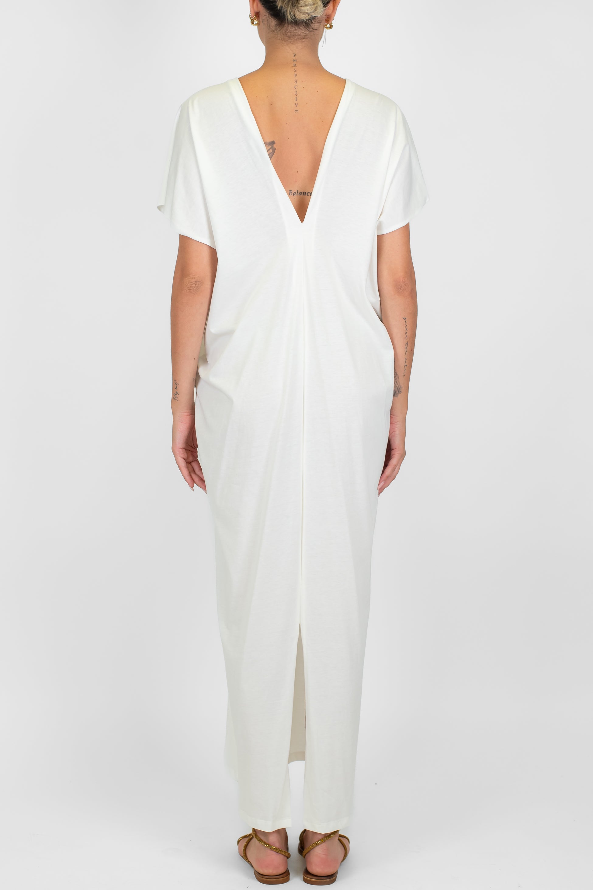 Motel - Abito lungo in cotone scollo v