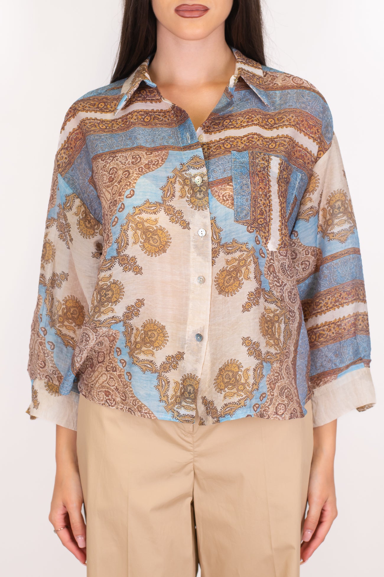 Motel - Camicia fantasia astratta in lyocell