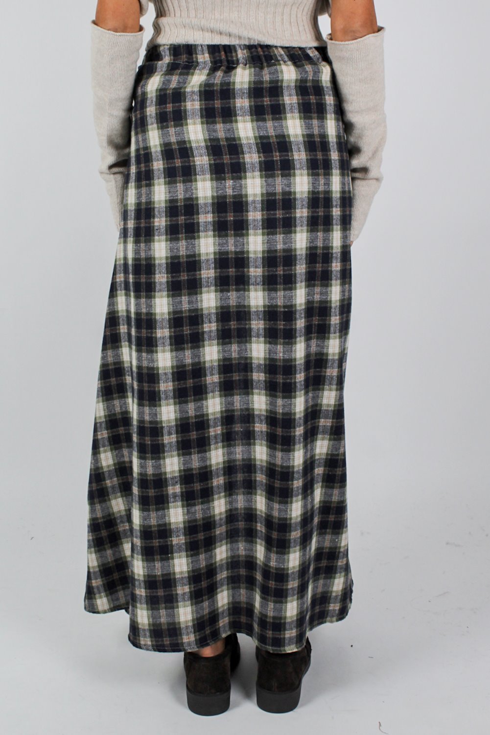 Haveone - Gonna fantasia check con asimmetria fronte-retro e finte maniche