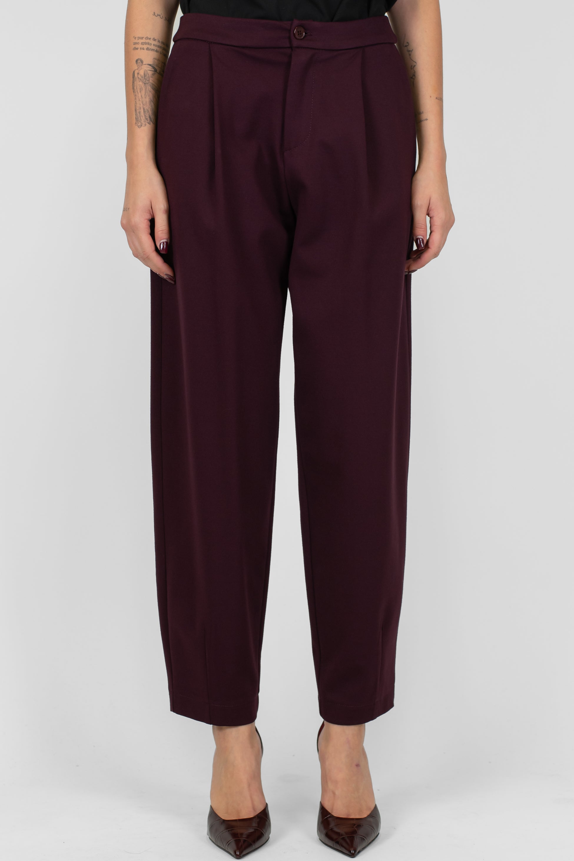 Maryley - Pantalone balloon in punto milano con pinces