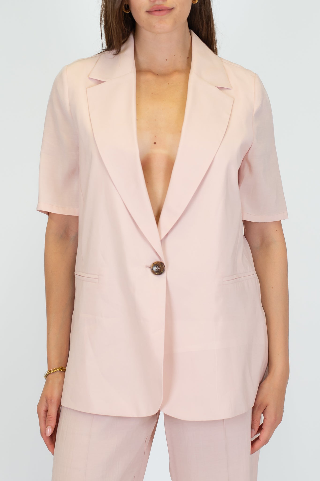 Haveone - Giacca monopetto mezza manica in modal