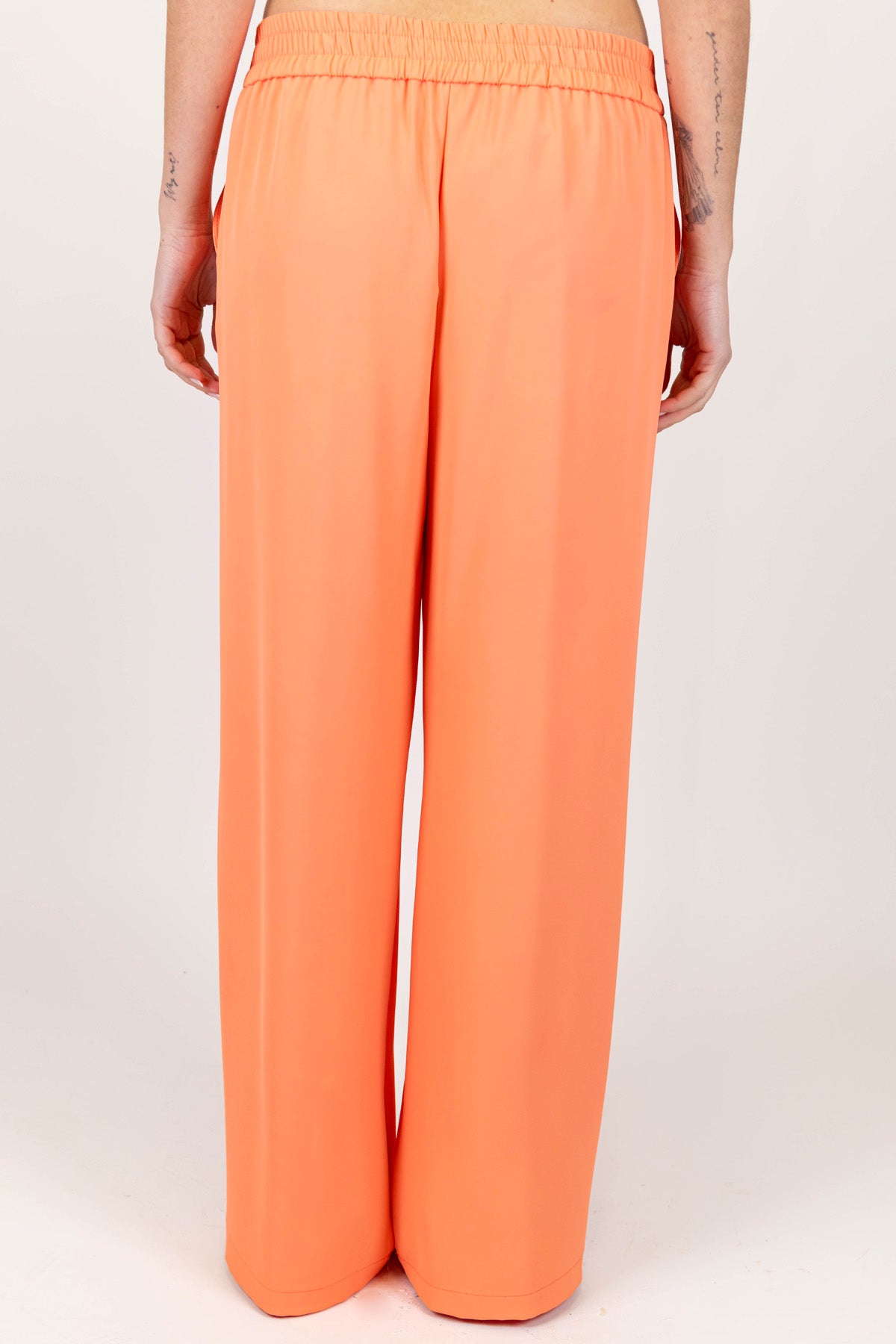 Kontatto - Pantalone palazzo in tessuto fluido con elastico in vita