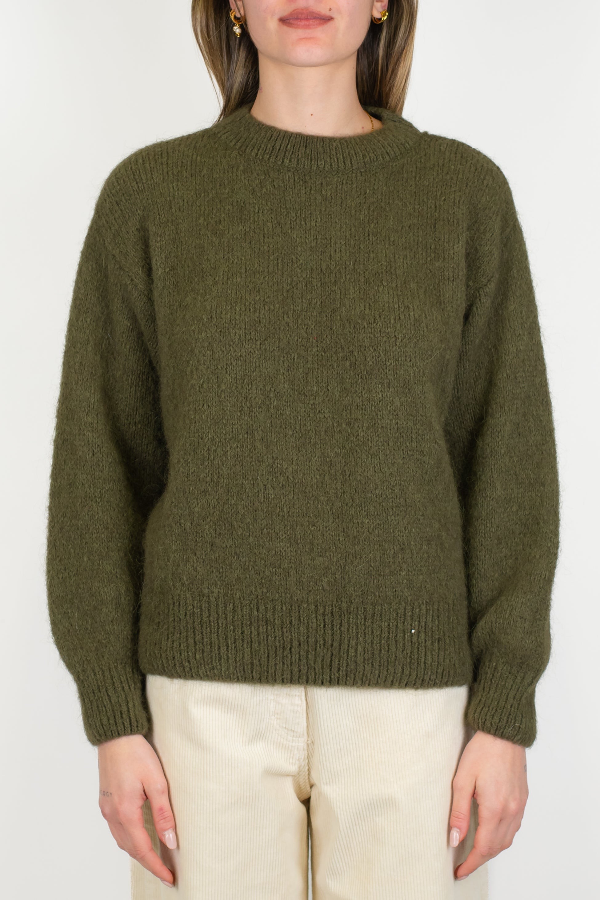 Dixie - Maglia girocollo maniche lunghe in baby alpaca