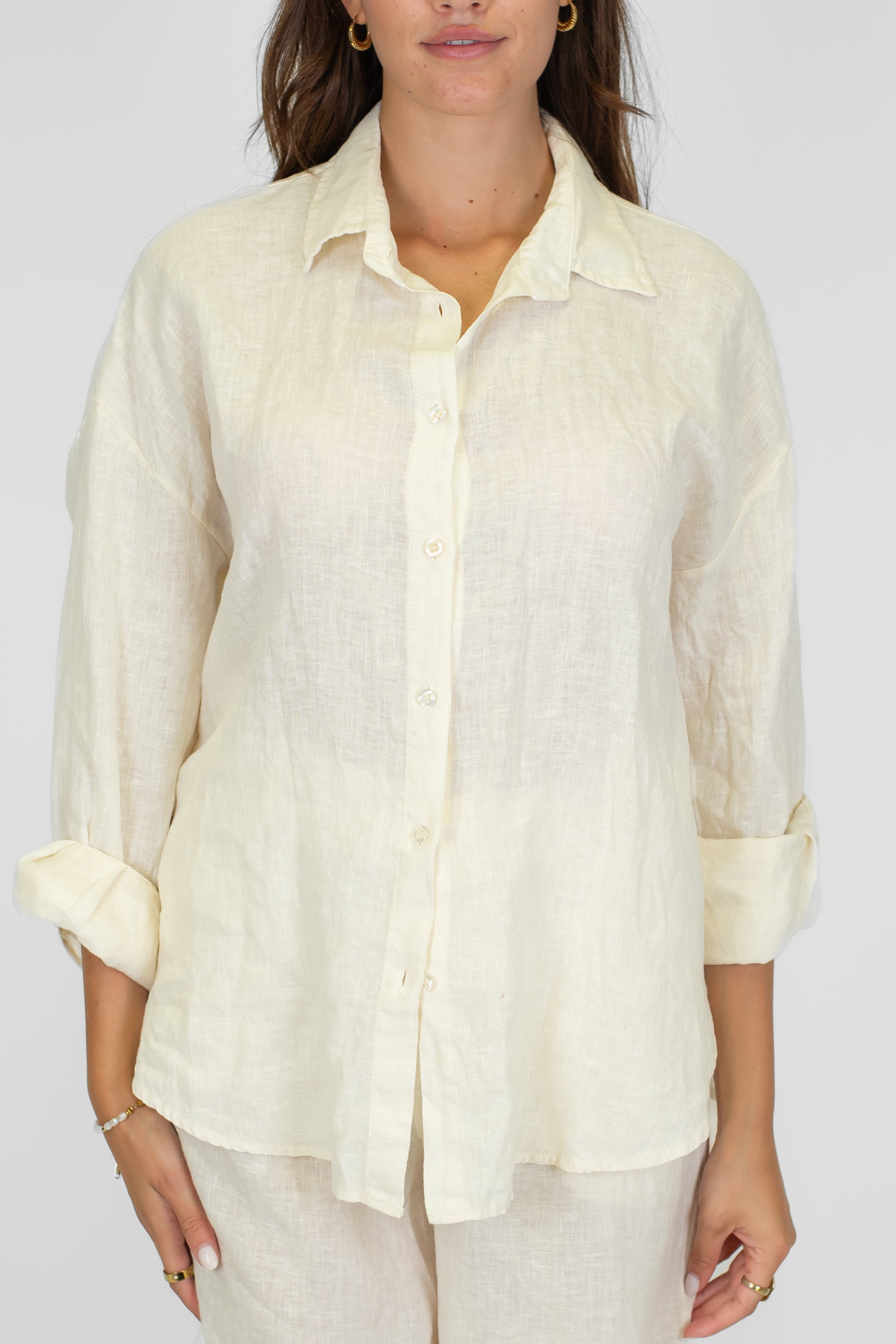 Haveone - Camicia tinta unita in puro lino