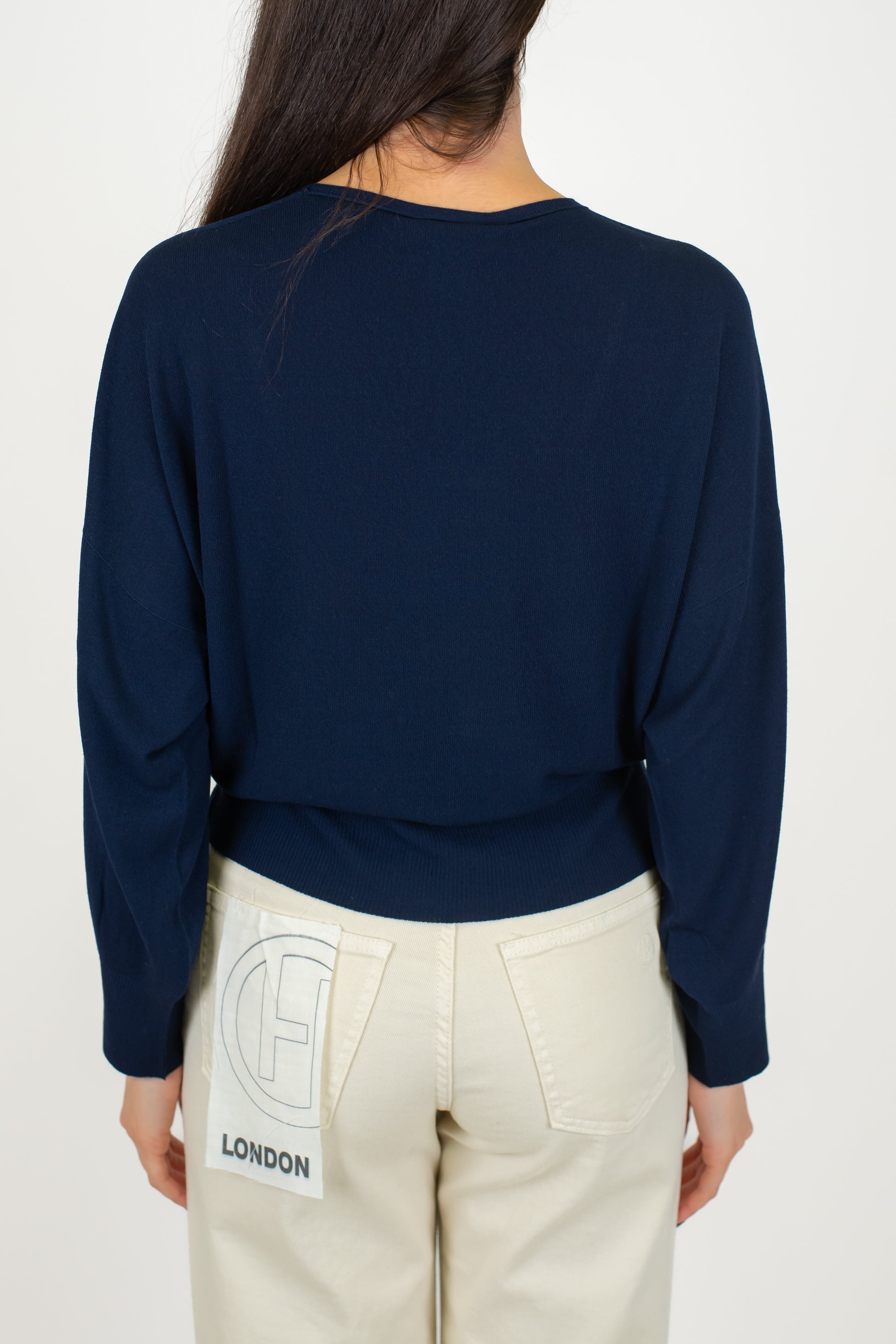 Kontatto - Maglia crop scollo a V in viscosa leggera