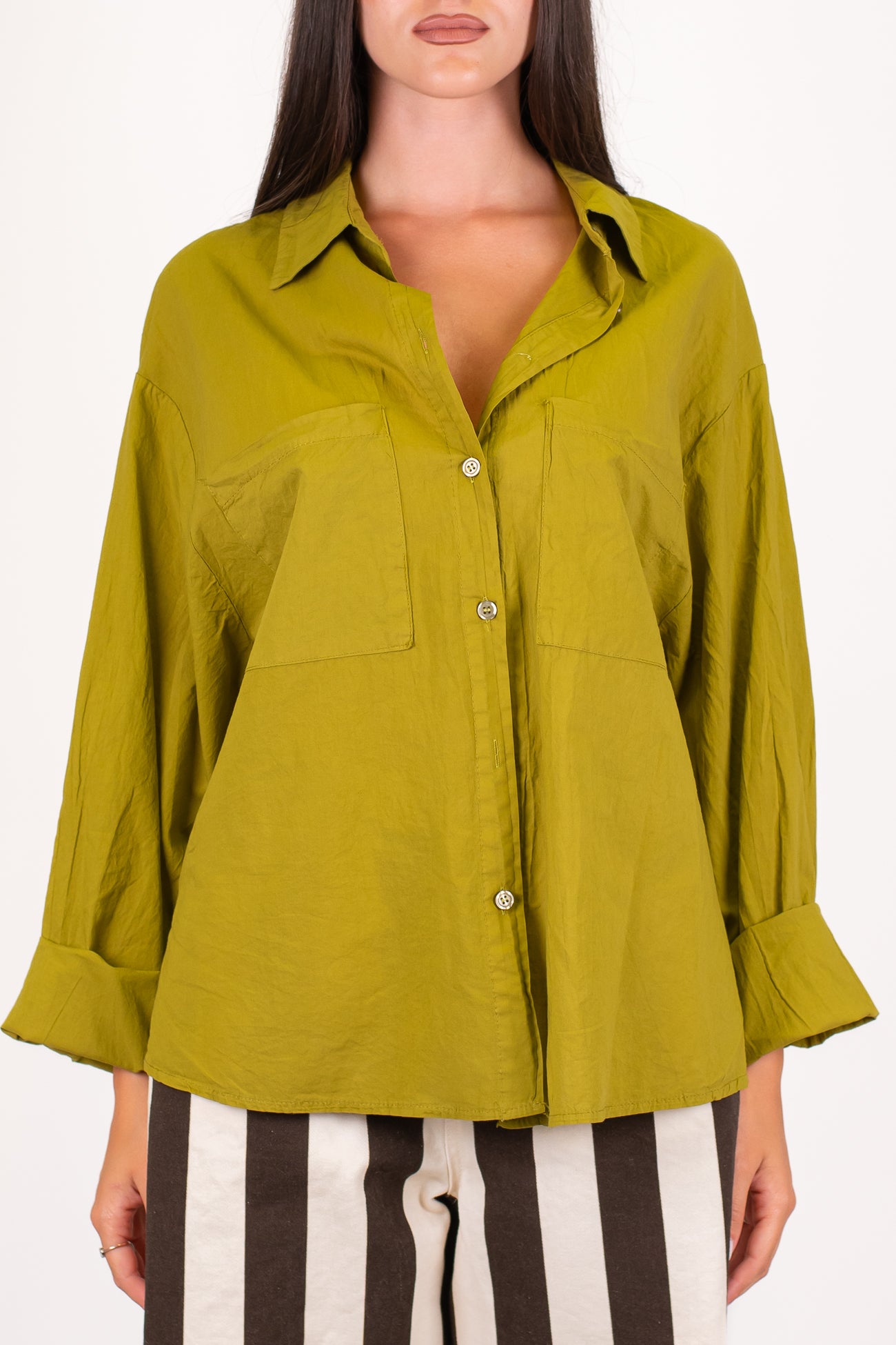 Haveone - Camicia in mussola di cotone con doppia tasca