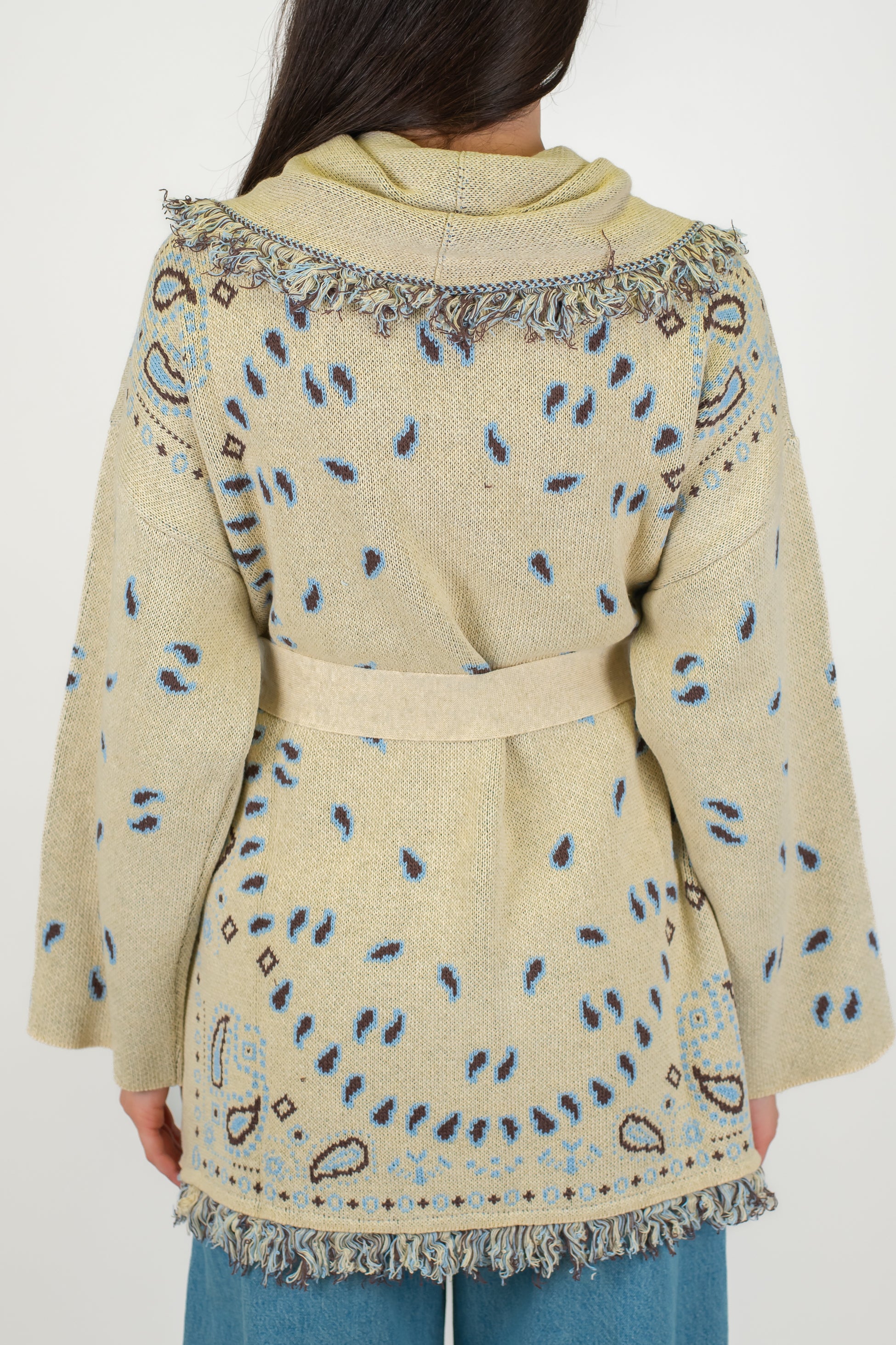 Tensione in - Cardigan fantasia bandana con frange