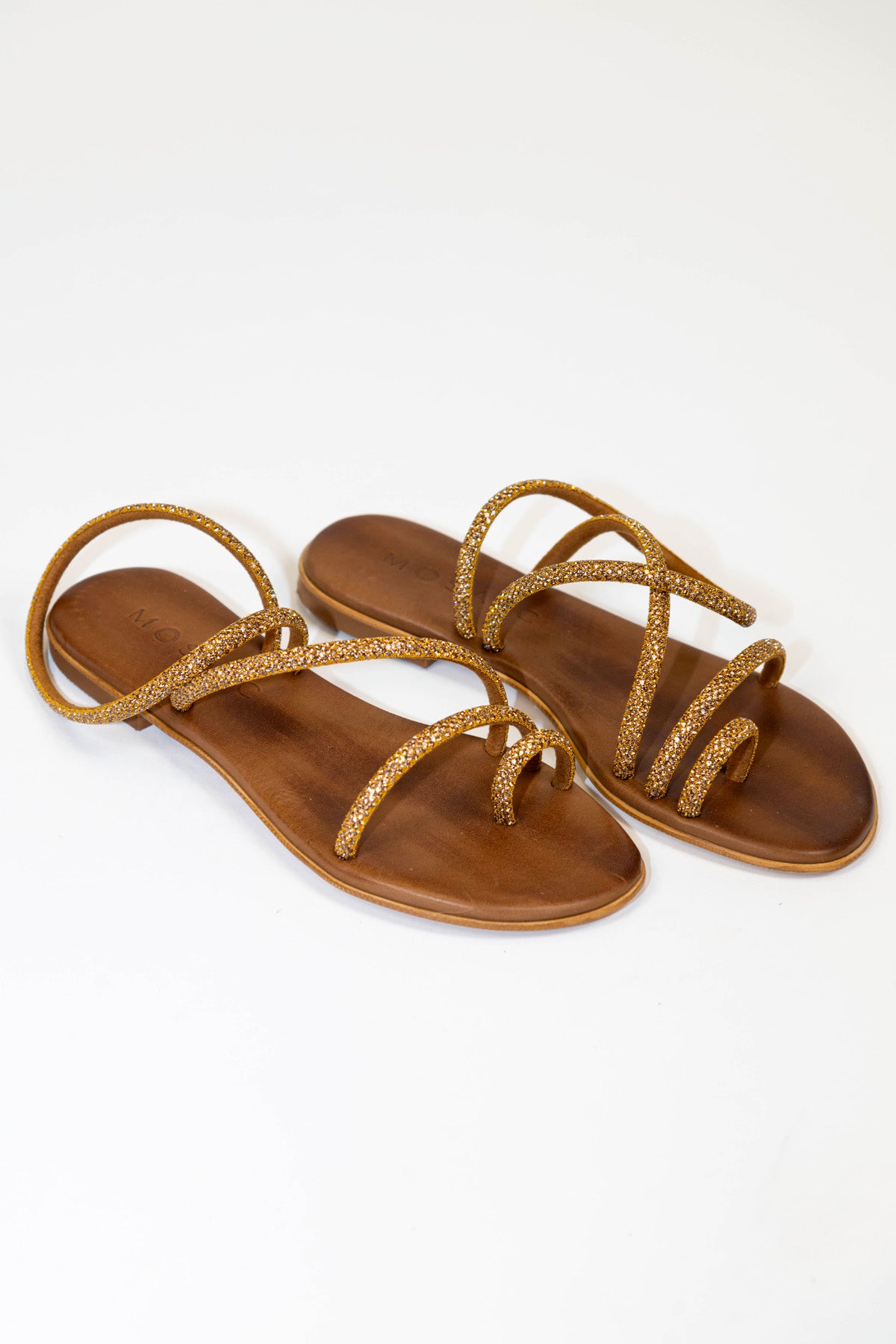 Mosaic - Sandalo intrecciato con strass e sottopiede moro