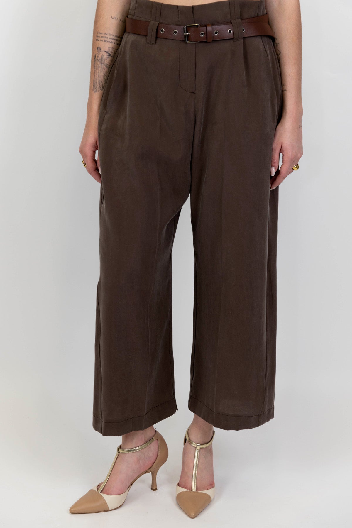 Maryley - Pantalone regular a vita alta in modal