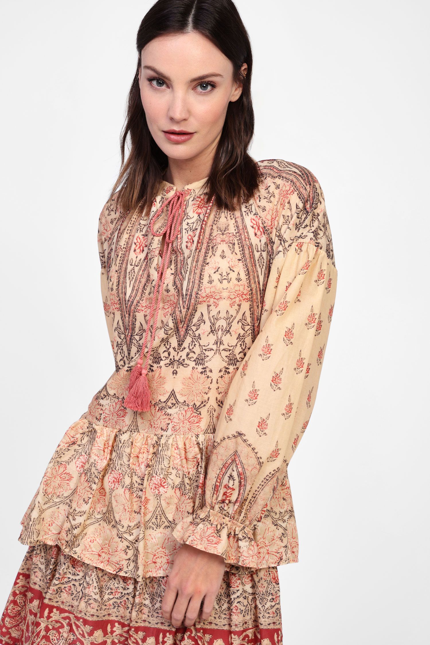 Dixie - Abito corto fantasia in mussola di cotone