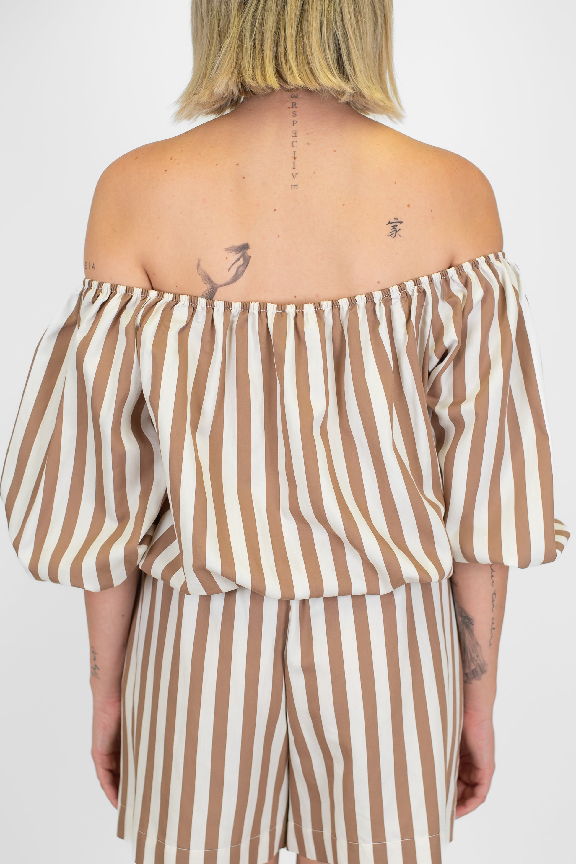 Motel - Blusa fantasia a righe scollo shiffer in viscosa leggera