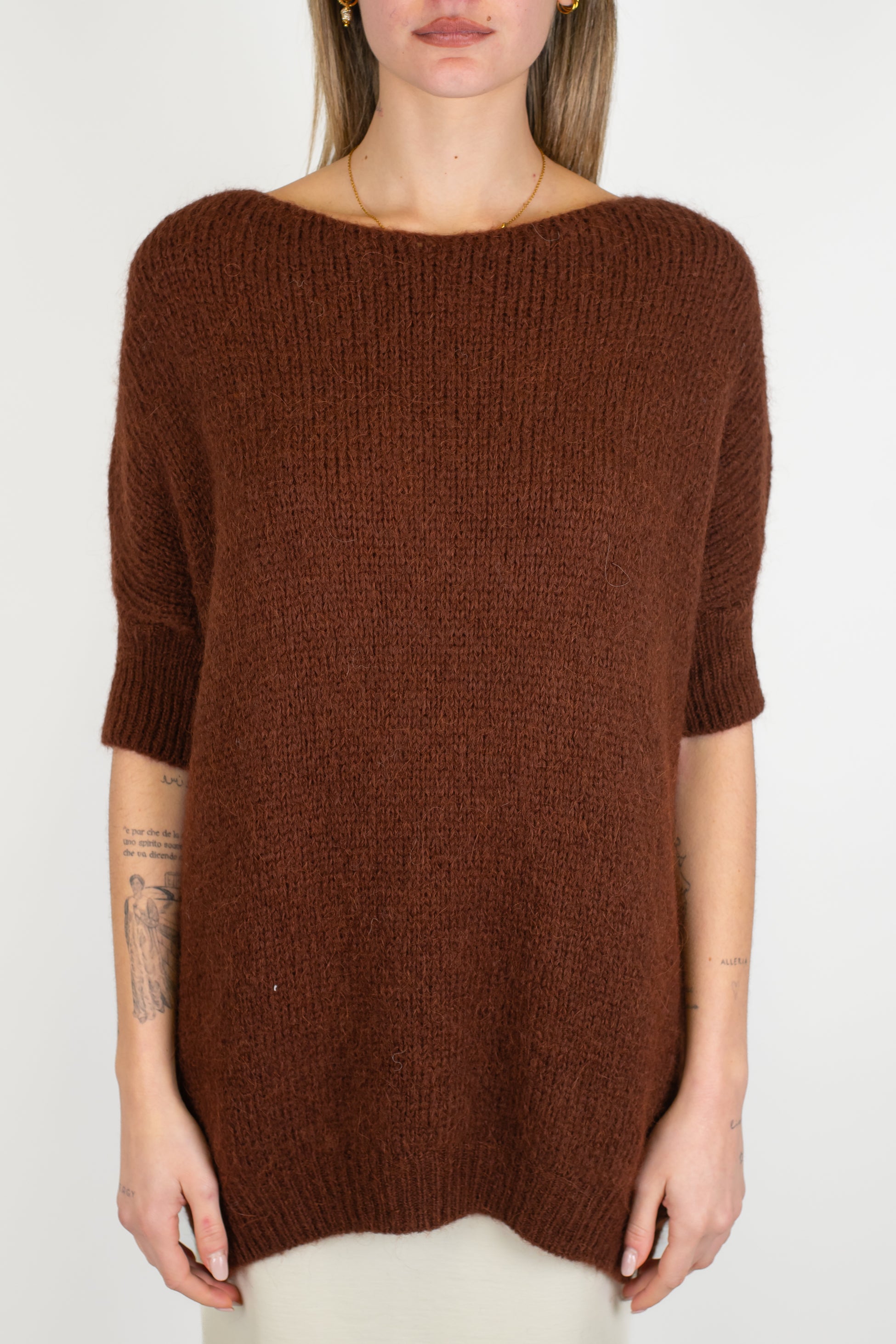 Imperial - Maglia mezzamanica scollo a barca in misto lana