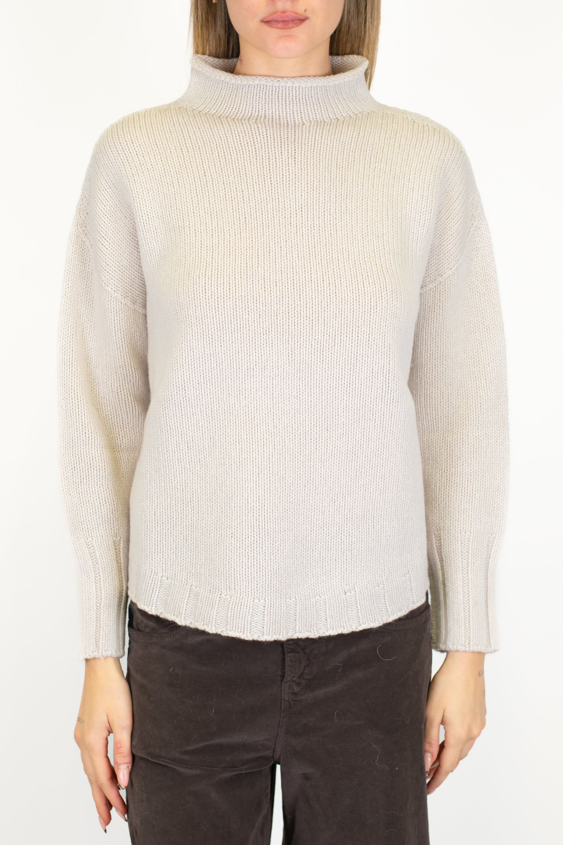 Tensione in - Maglia scollo cratere in misto lana e cashmere