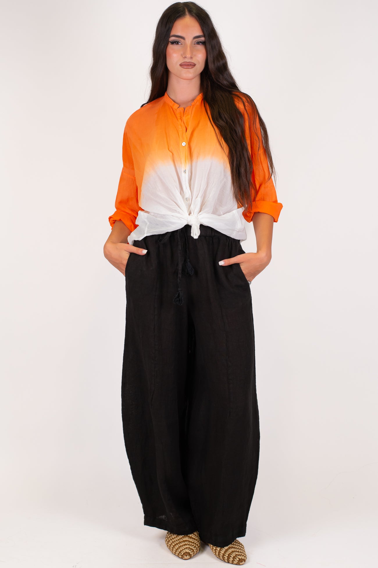 Motel - Pantalone balloon in puro lino con coulisse