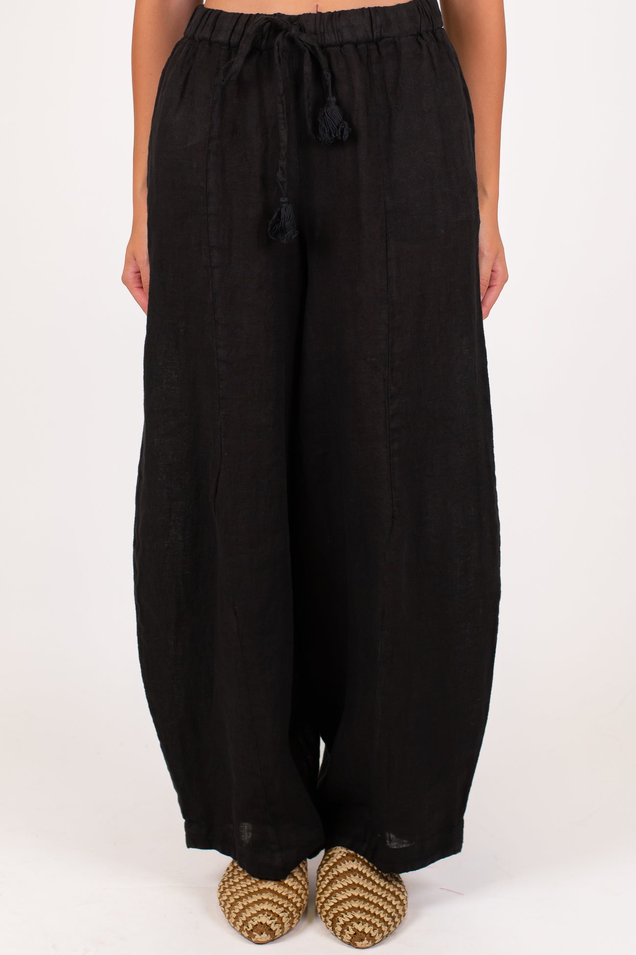 Motel - Pantalone balloon in puro lino con coulisse