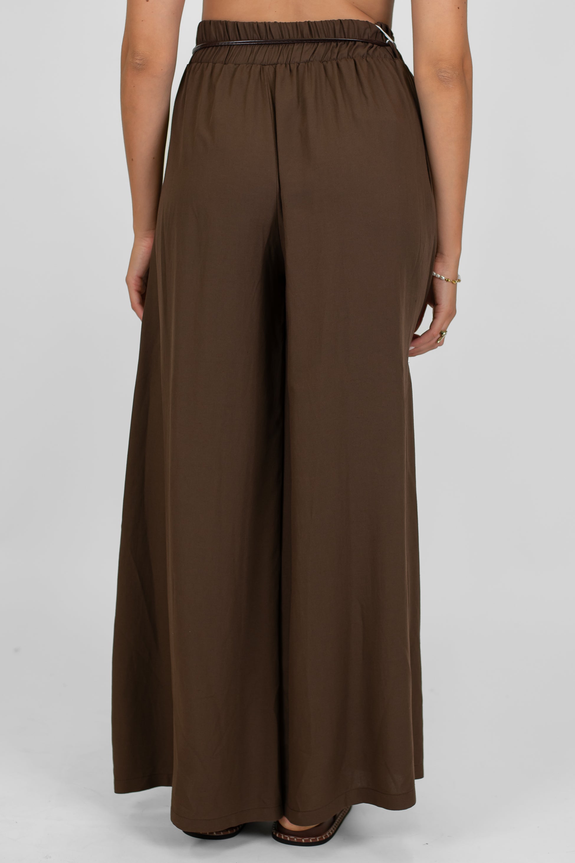 Motel - Pantalone palazzo in misto lino con elastico in vita