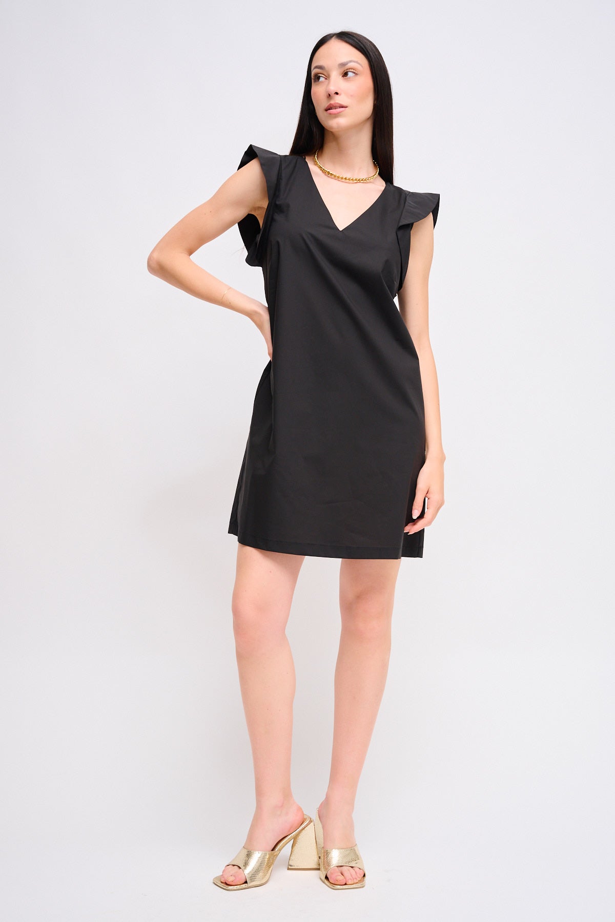 Maryley - Abito corto giromaniche con scollo a V