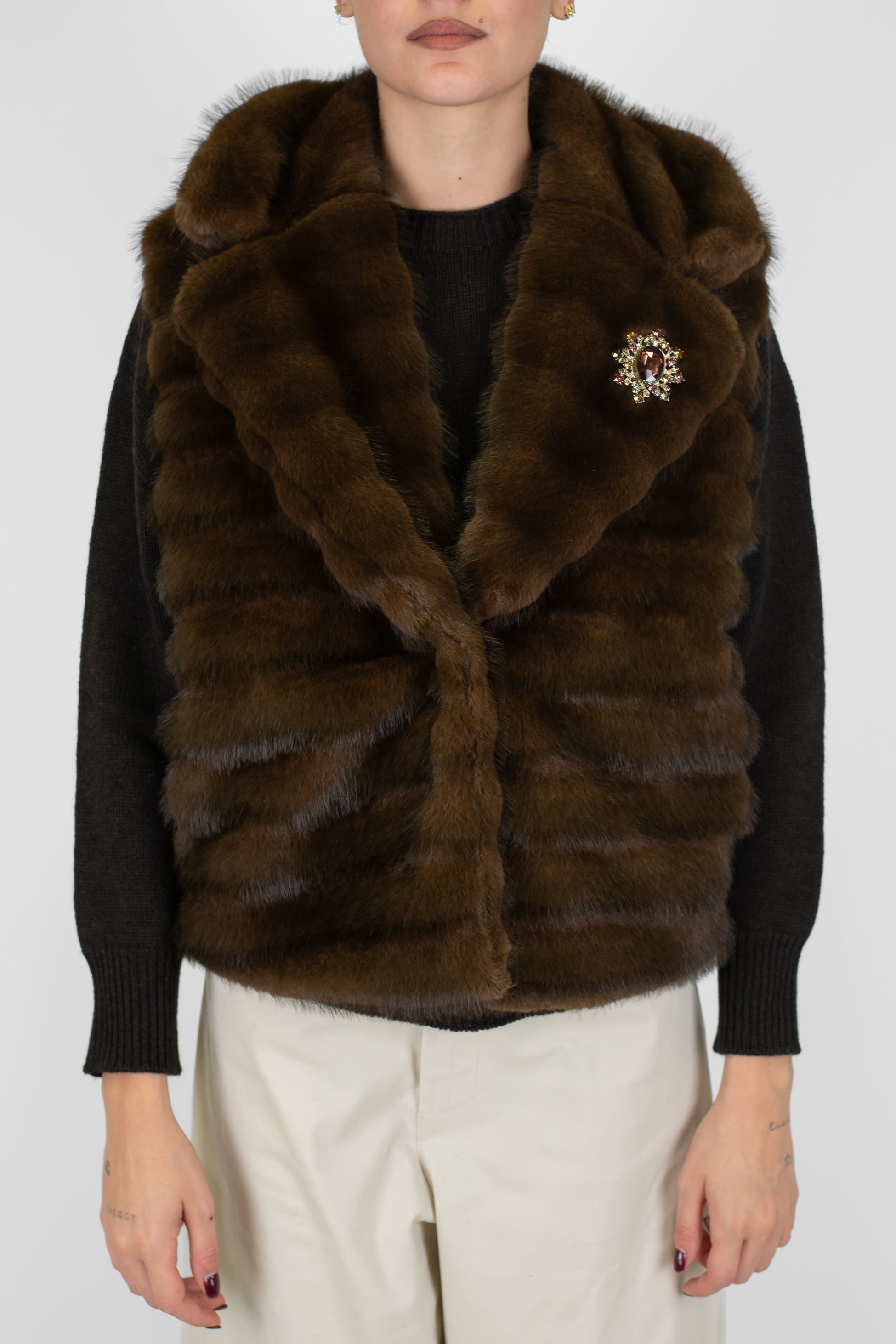 Tensione in - Ecopelliccia crop giromaniche