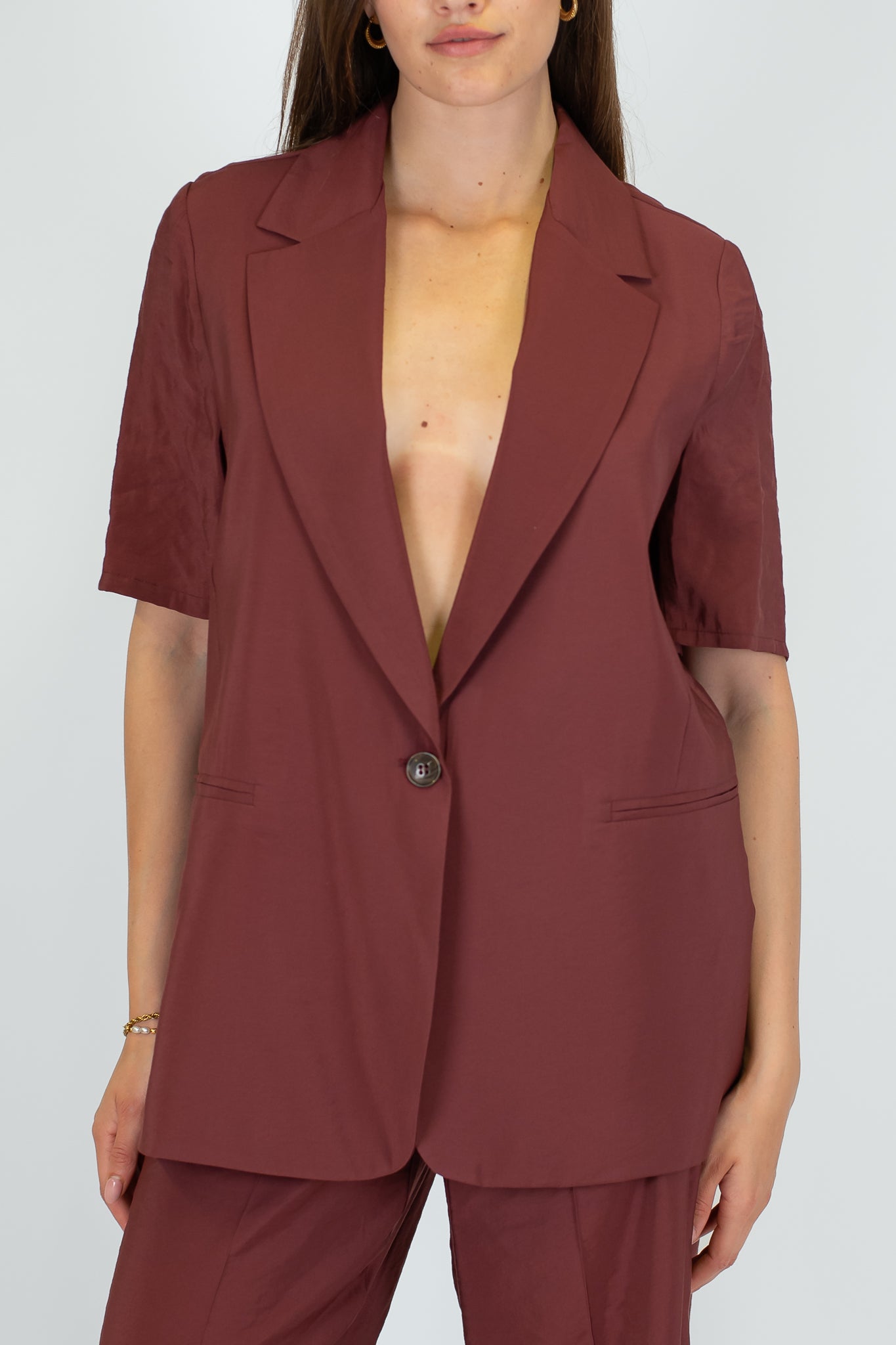 Haveone - Giacca monopetto mezza manica in modal